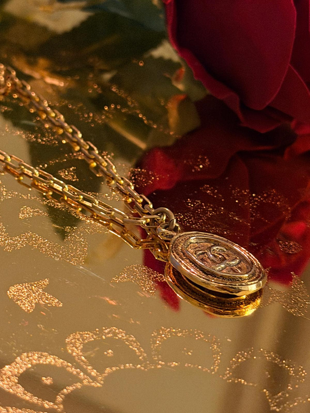 Chanel Vintage 24k Aged Gold Plated CC Pendant Necklace