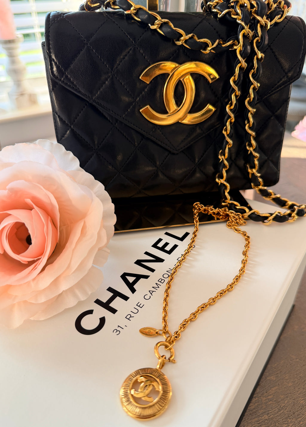 Chanel Coco Mark Necklace 24k Gold Plated