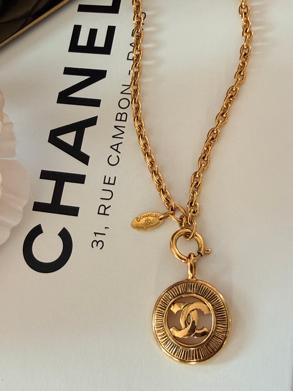 Chanel Coco Mark Necklace 24k Gold Plated