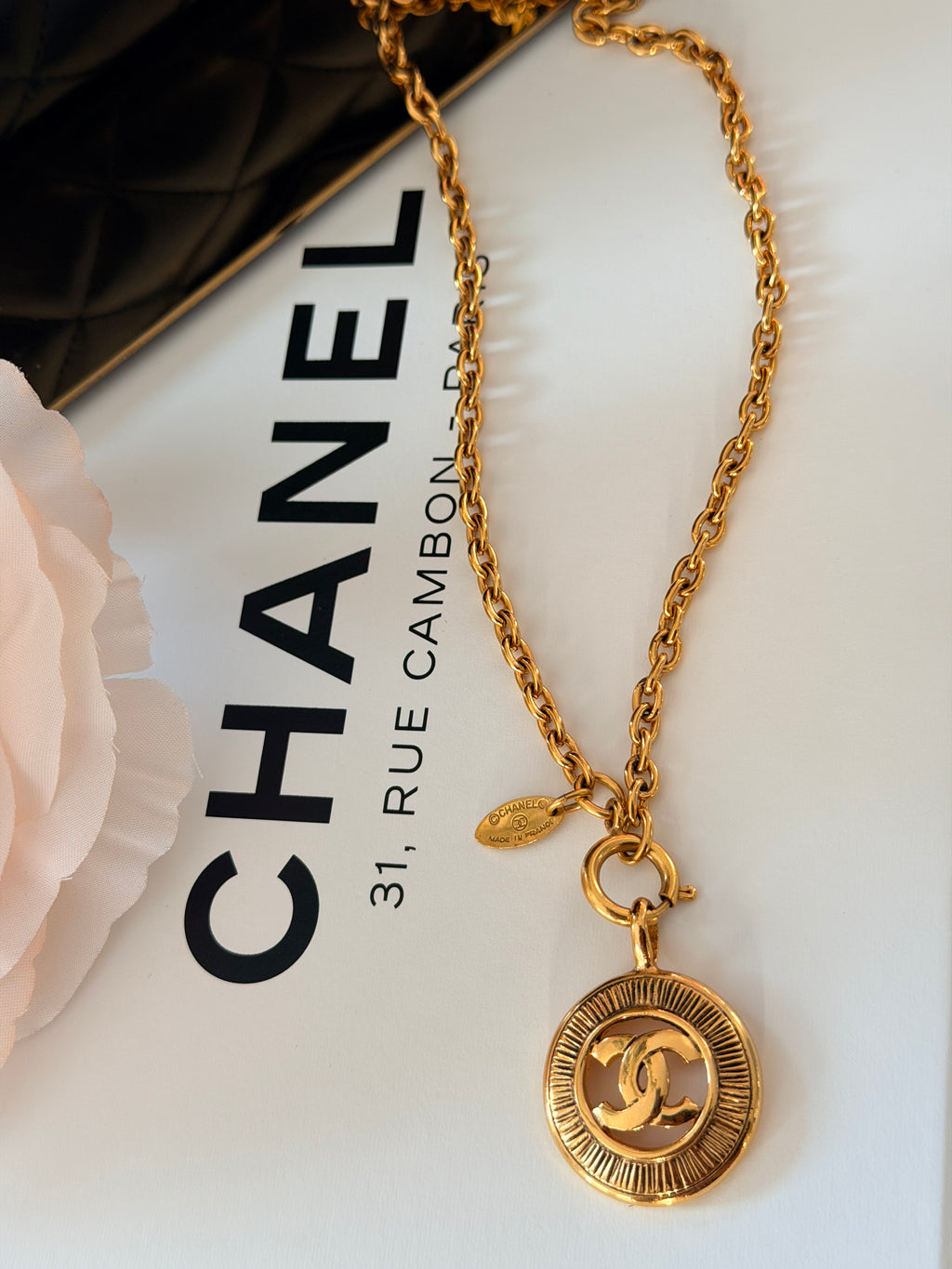 Chanel Coco Mark Necklace 24k Gold Plated