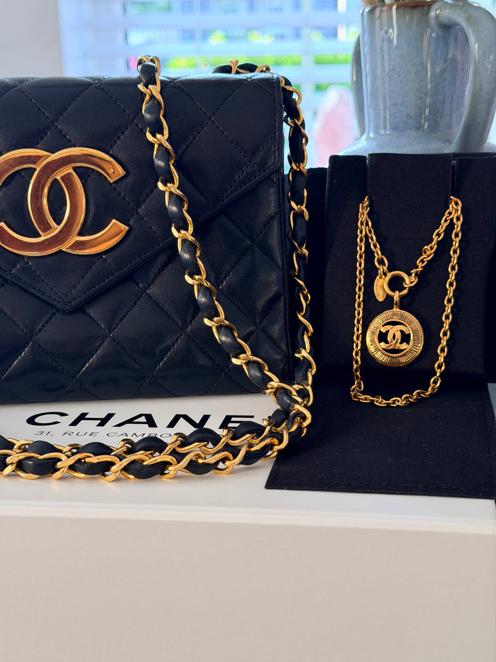 Chanel Coco Mark Necklace 24k Gold Plated