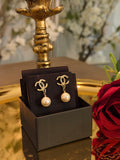 Chanel Pearl Drop Gold Earrings