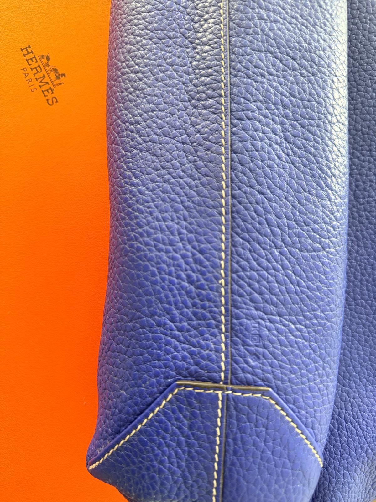 Hermès Double Sens 45 Tote Bag Blue & Grey Reversible Taurillon Clémence Leather