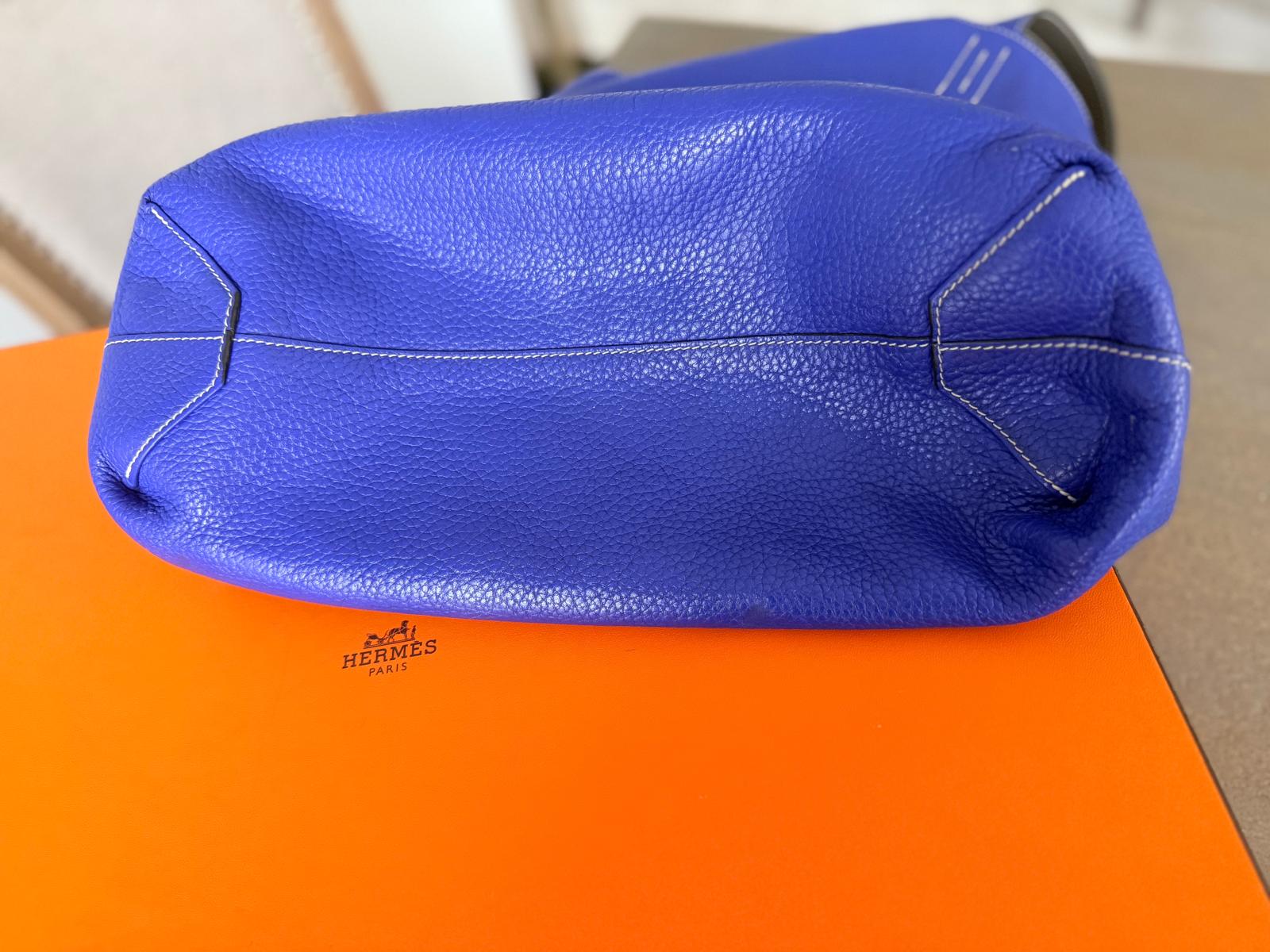 Hermès Double Sens 45 Tote Bag Blue & Grey Reversible Taurillon Clémence Leather