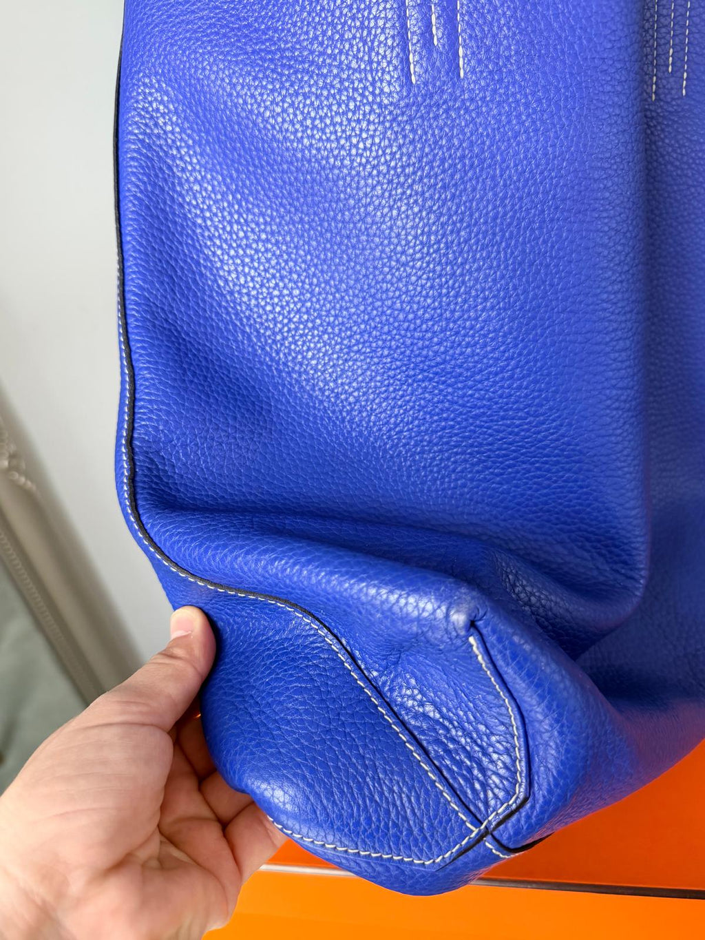 Hermès Double Sens 45 Tote Bag Blue & Grey Reversible Taurillon Clémence Leather
