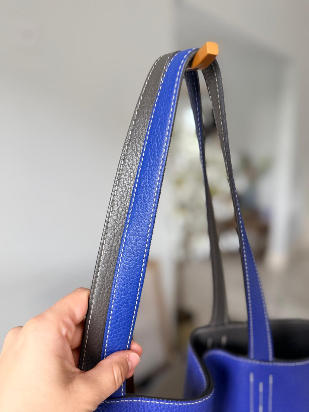 Hermès Double Sens 45 Tote Bag Blue & Grey Reversible Taurillon Clémence Leather