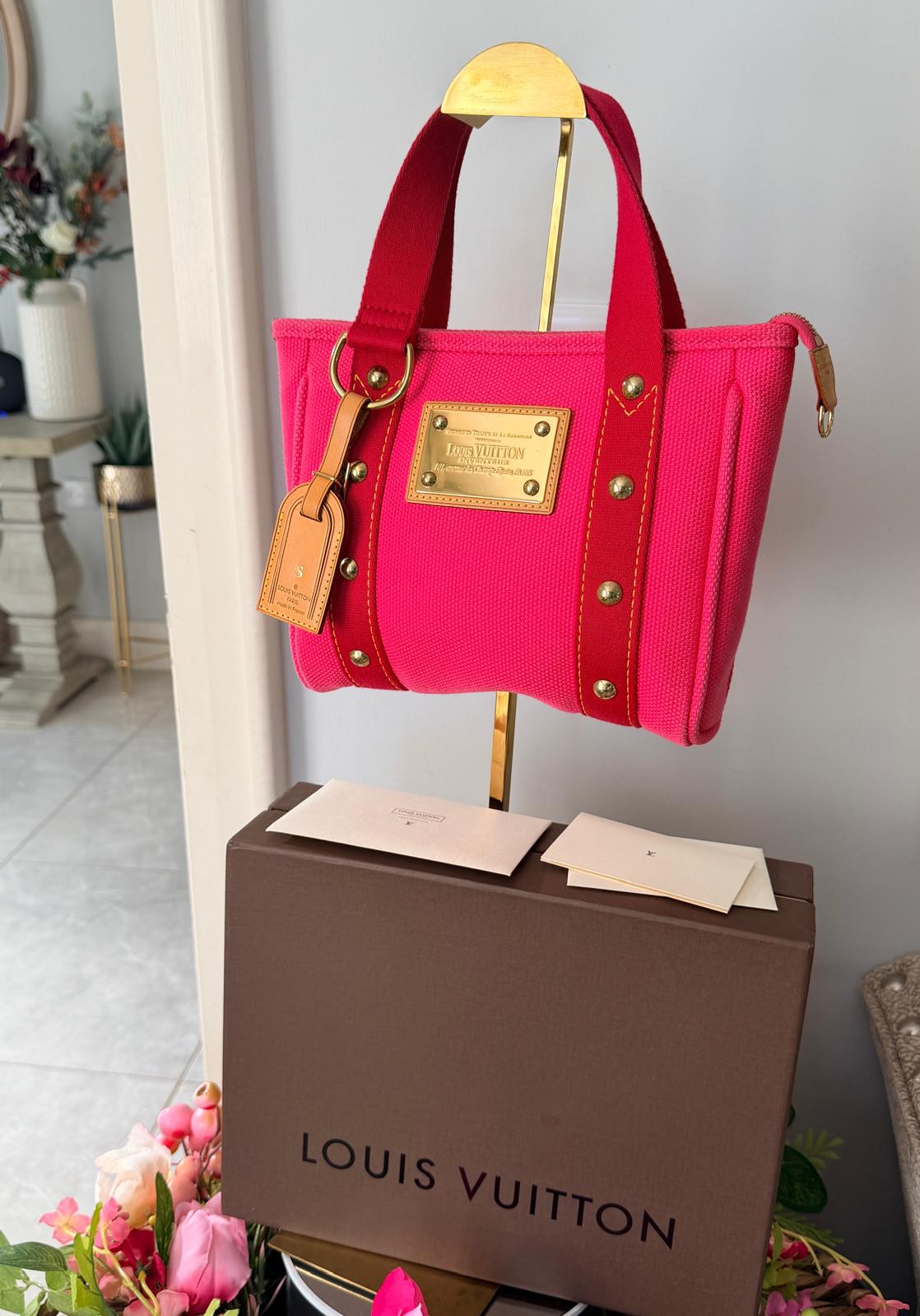 Louis Vuitton Mini Tote Bag Pink Canvas Gold Hardware – Made in France