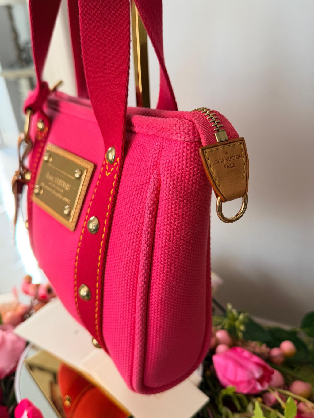Louis Vuitton Mini Tote Bag Pink Canvas Gold Hardware – Made in France