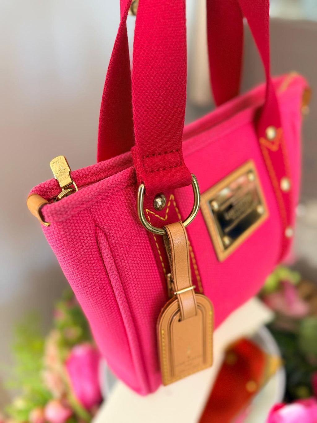 Louis Vuitton Mini Tote Bag Pink Canvas Gold Hardware – Made in France