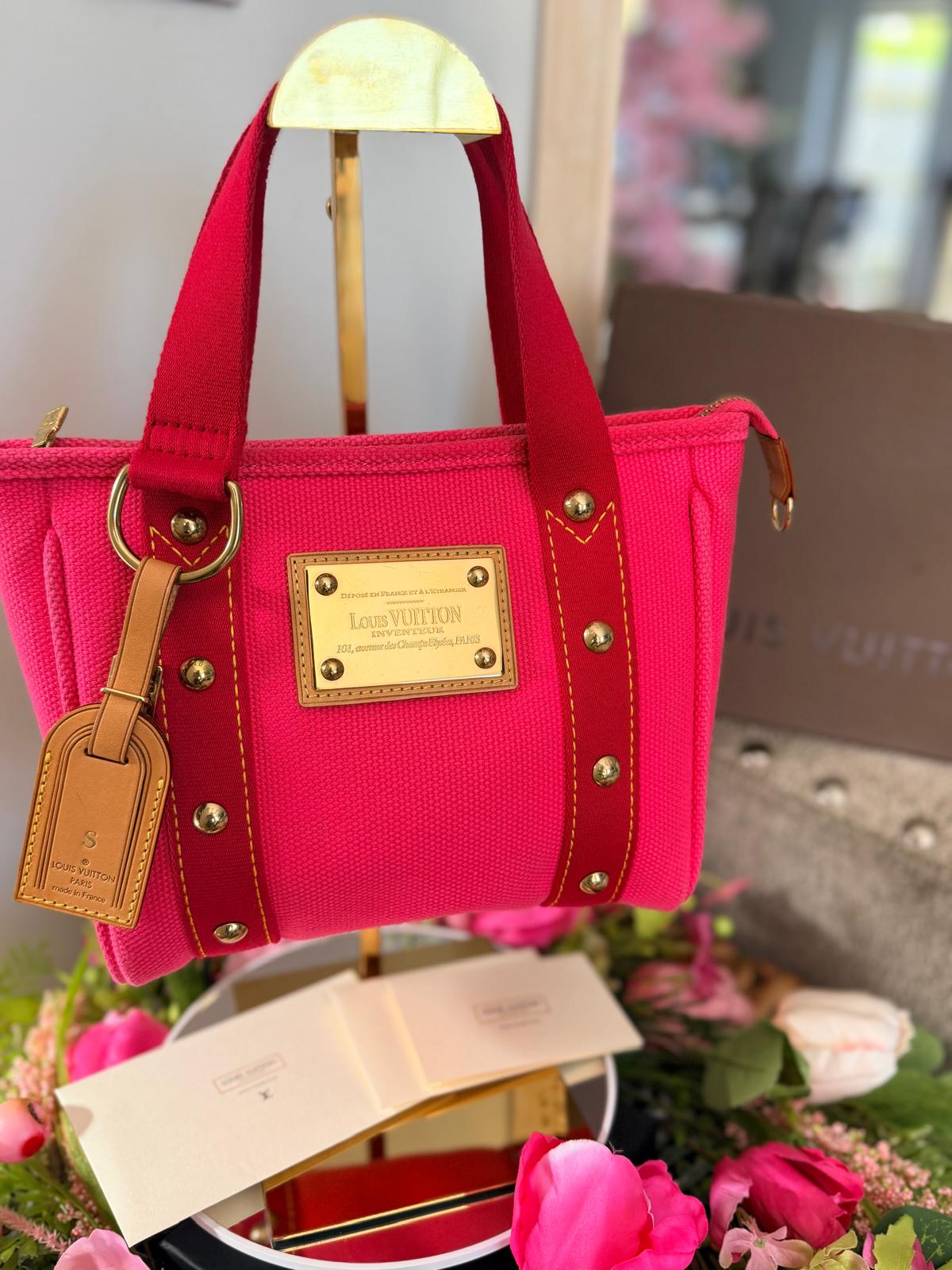 Louis Vuitton Mini Tote Bag Pink Canvas Gold Hardware – Made in France