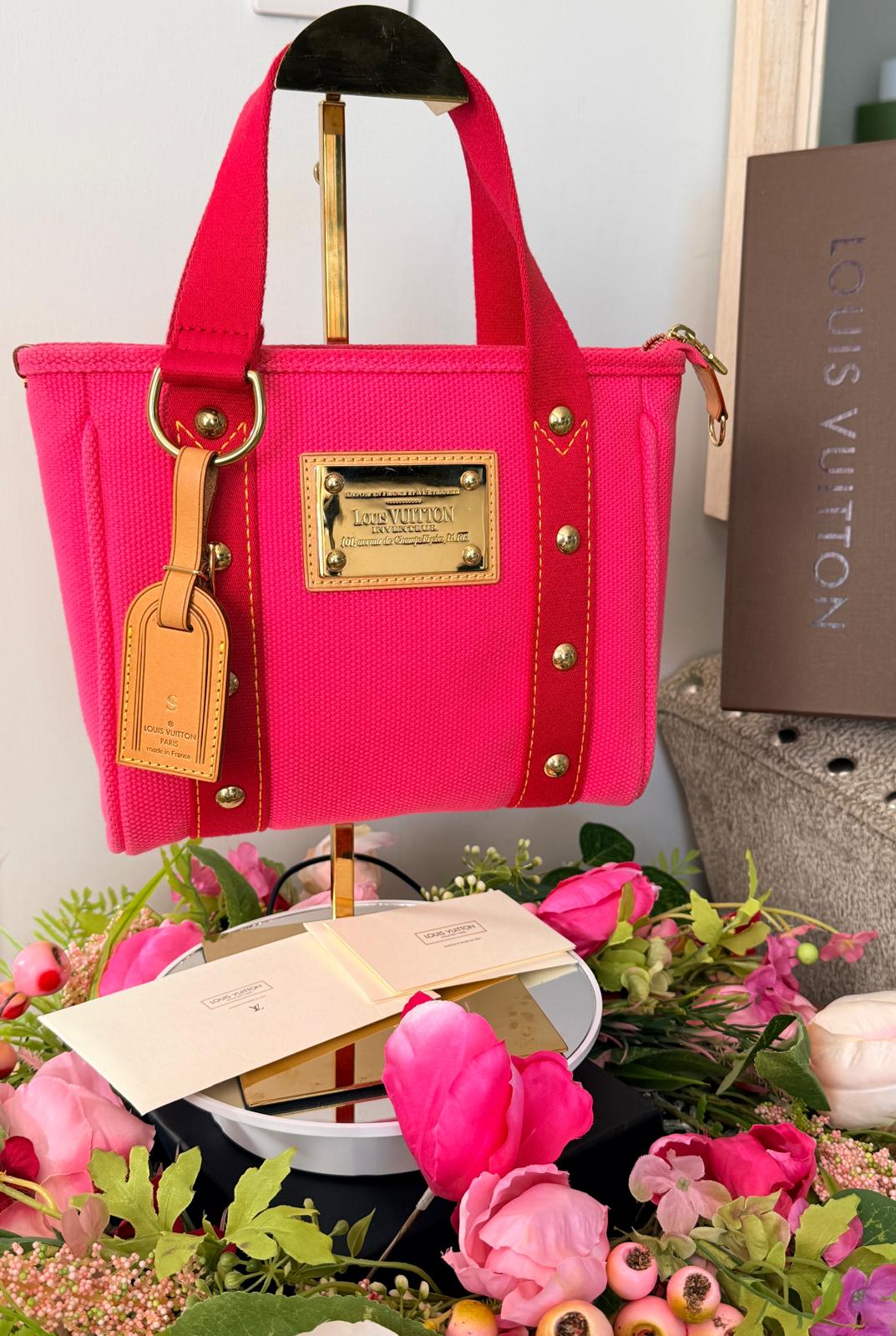 Louis Vuitton Mini Tote Bag Pink Canvas Gold Hardware – Made in France
