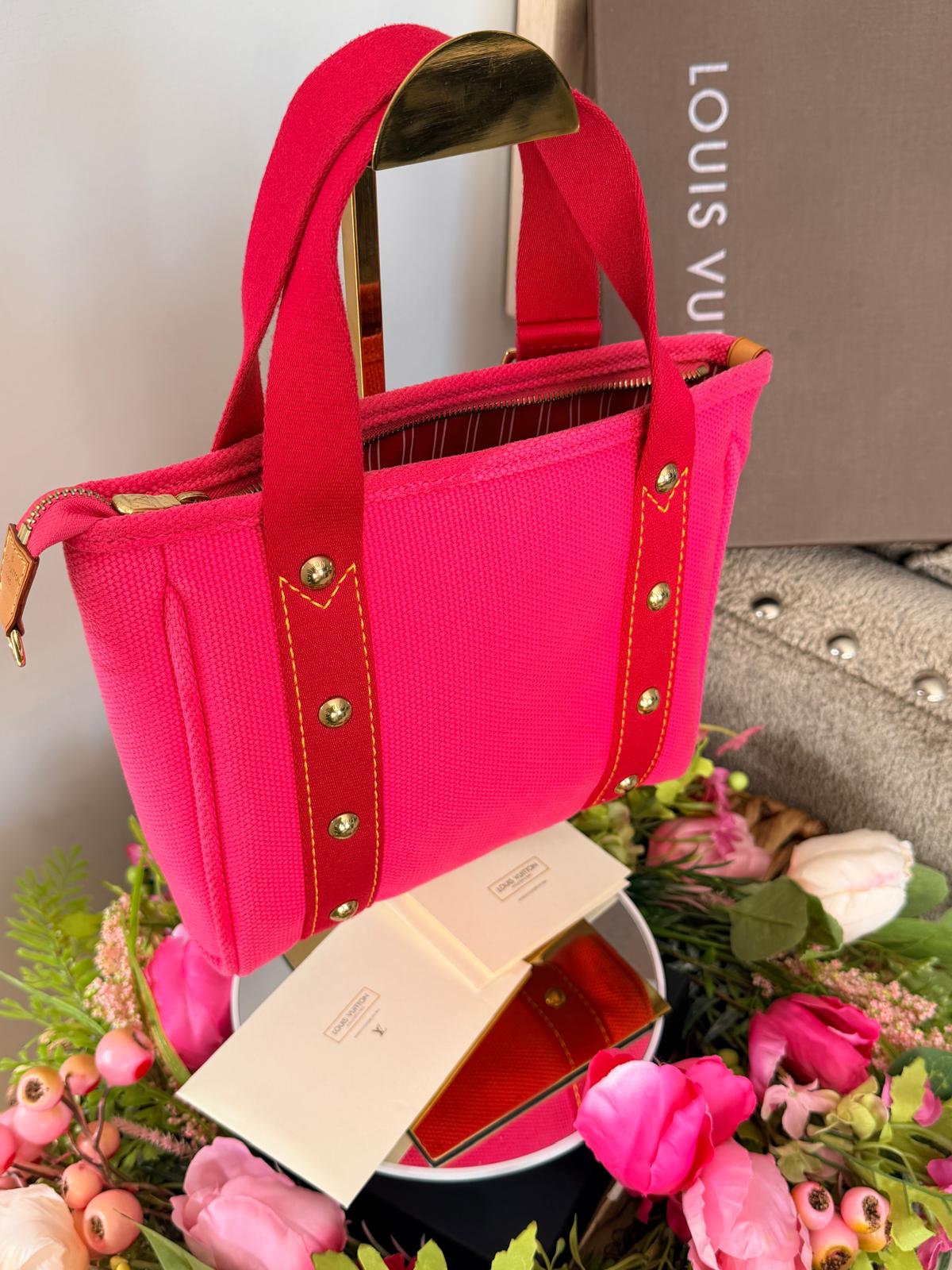 Louis Vuitton Mini Tote Bag Pink Canvas Gold Hardware – Made in France