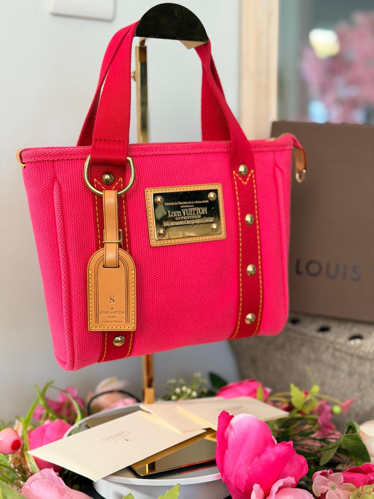 Louis Vuitton Mini Tote Bag Pink Canvas Gold Hardware – Made in France