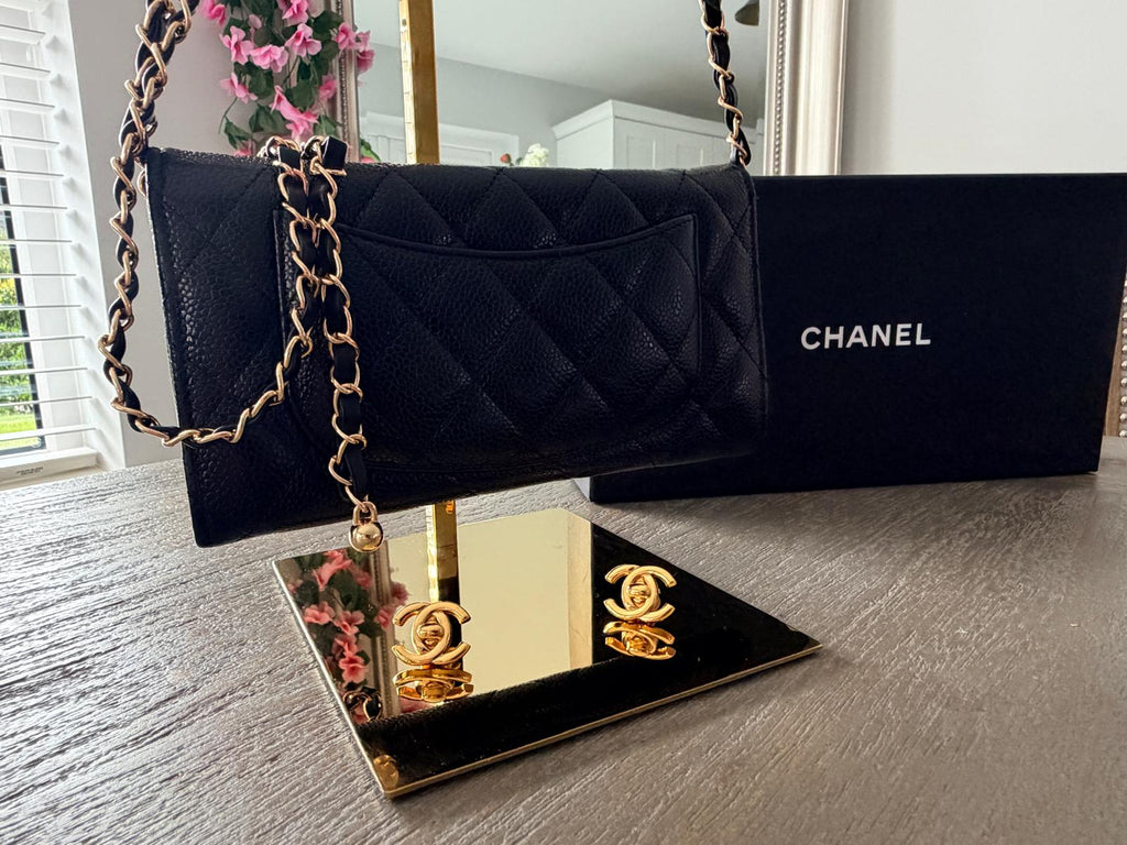 Chanel Matelasse Wallet Black Caviar Leather Gold Hardware Series 29