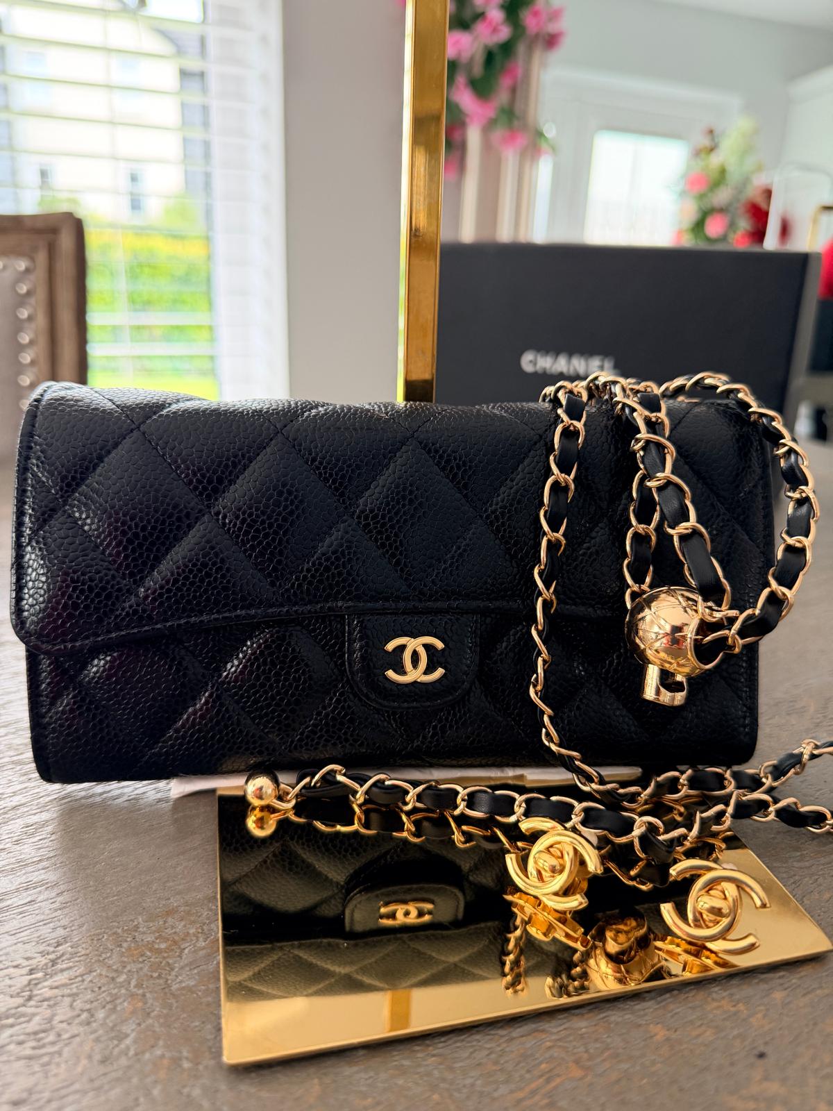 Chanel Matelasse Wallet Black Caviar Leather Gold Hardware Series 29