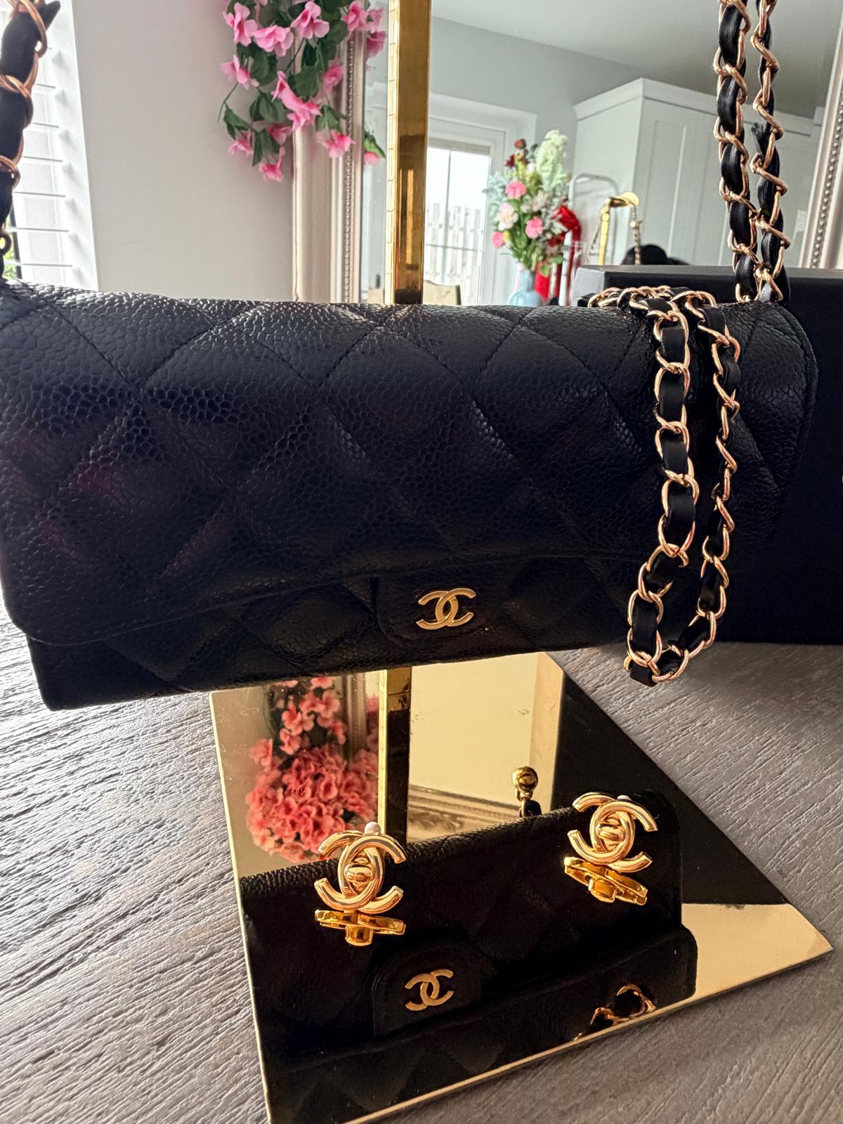Chanel Matelasse Wallet Black Caviar Leather Gold Hardware Series 29