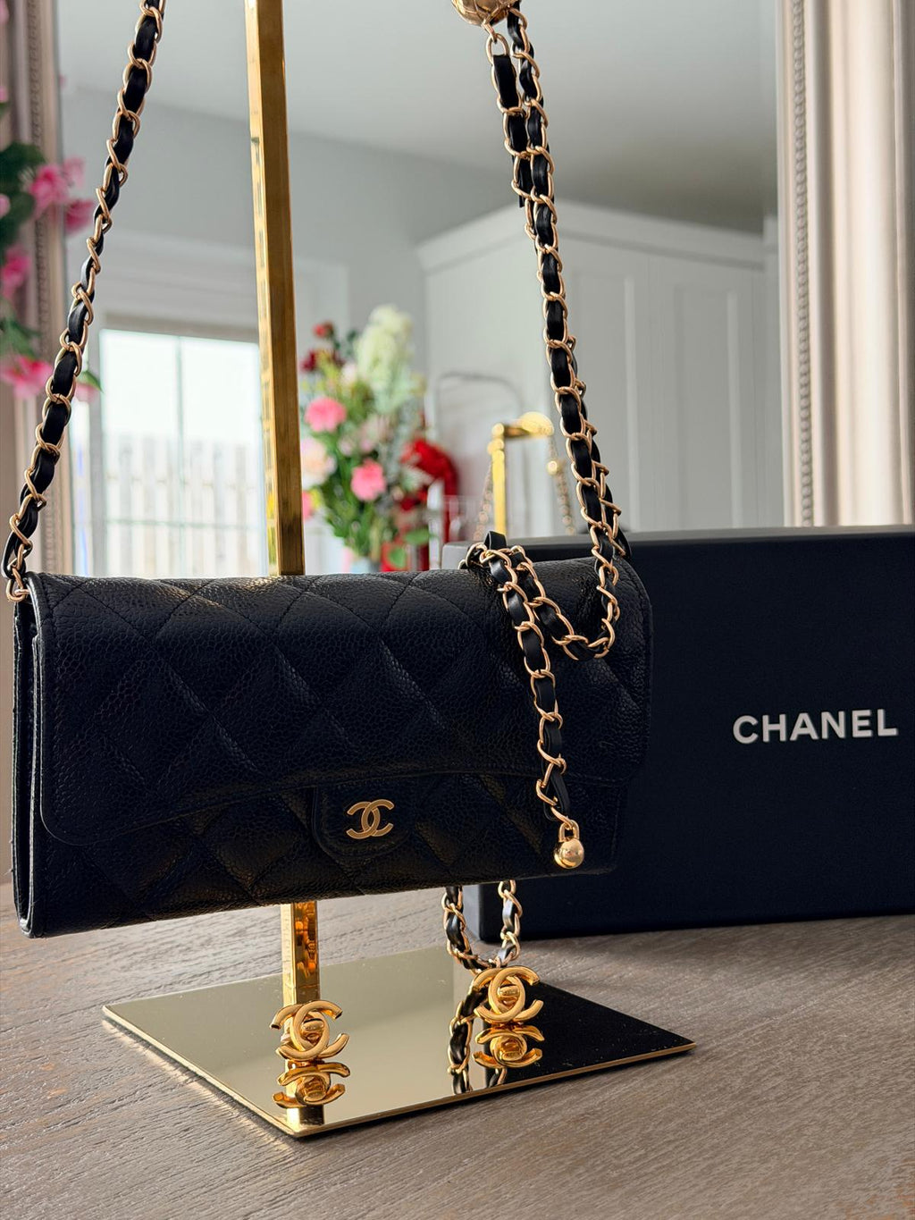 Chanel Matelasse Wallet Black Caviar Leather Gold Hardware Series 29