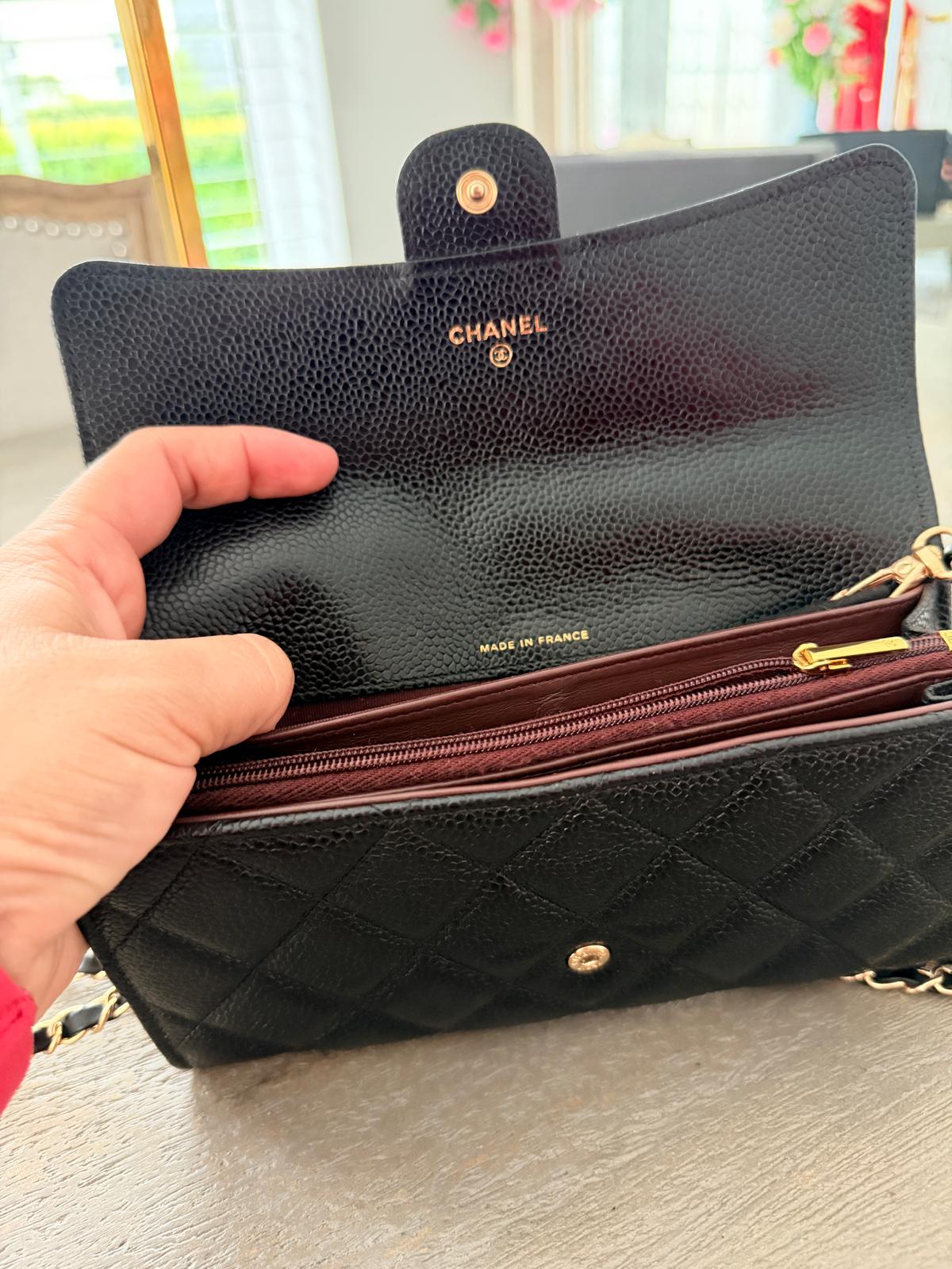 Chanel Matelasse Wallet Black Caviar Leather Gold Hardware Series 29
