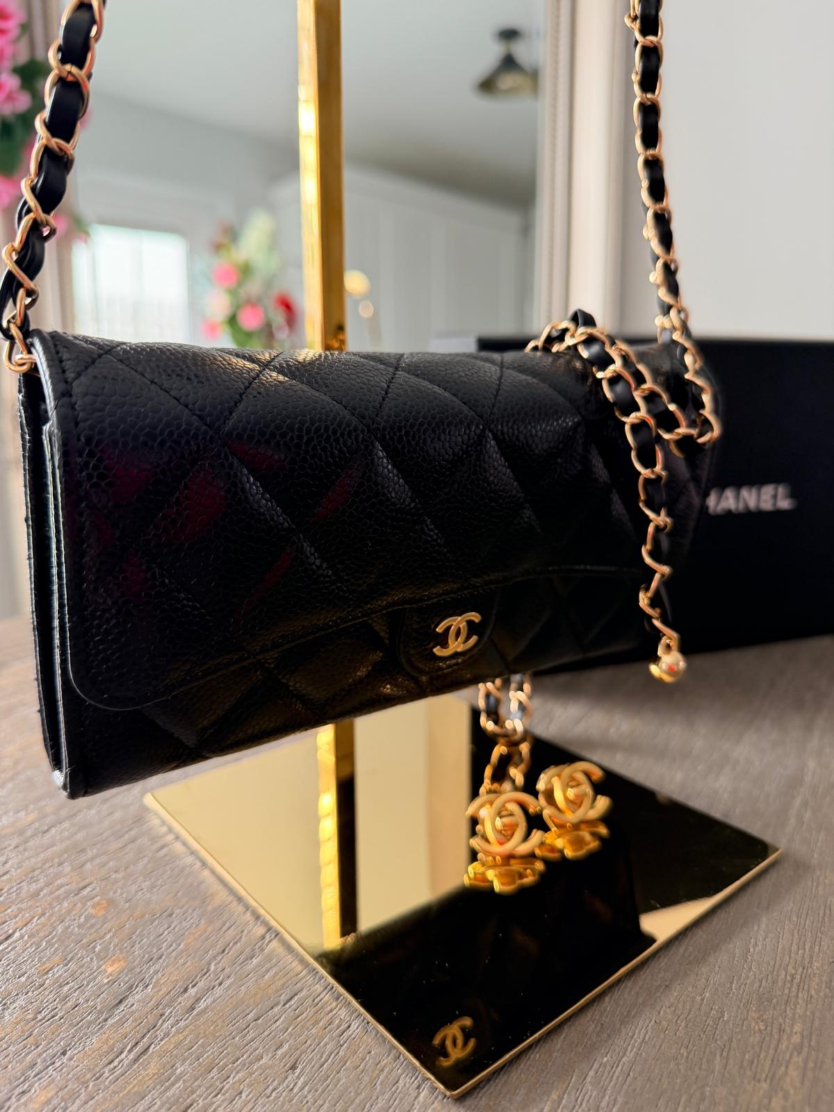 Chanel Matelasse Wallet Black Caviar Leather Gold Hardware Series 29