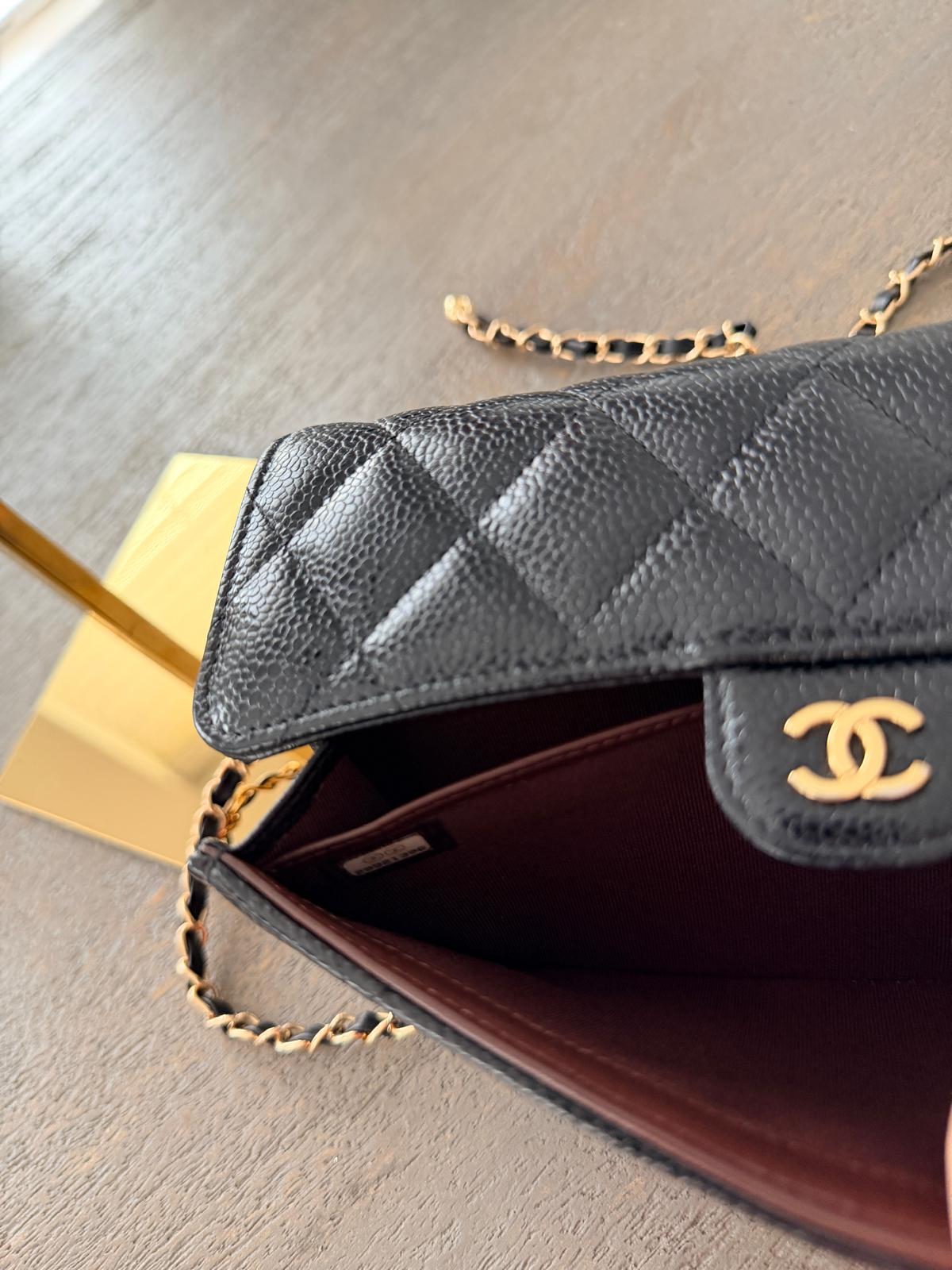Chanel Matelasse Wallet Black Caviar Leather Gold Hardware Series 29