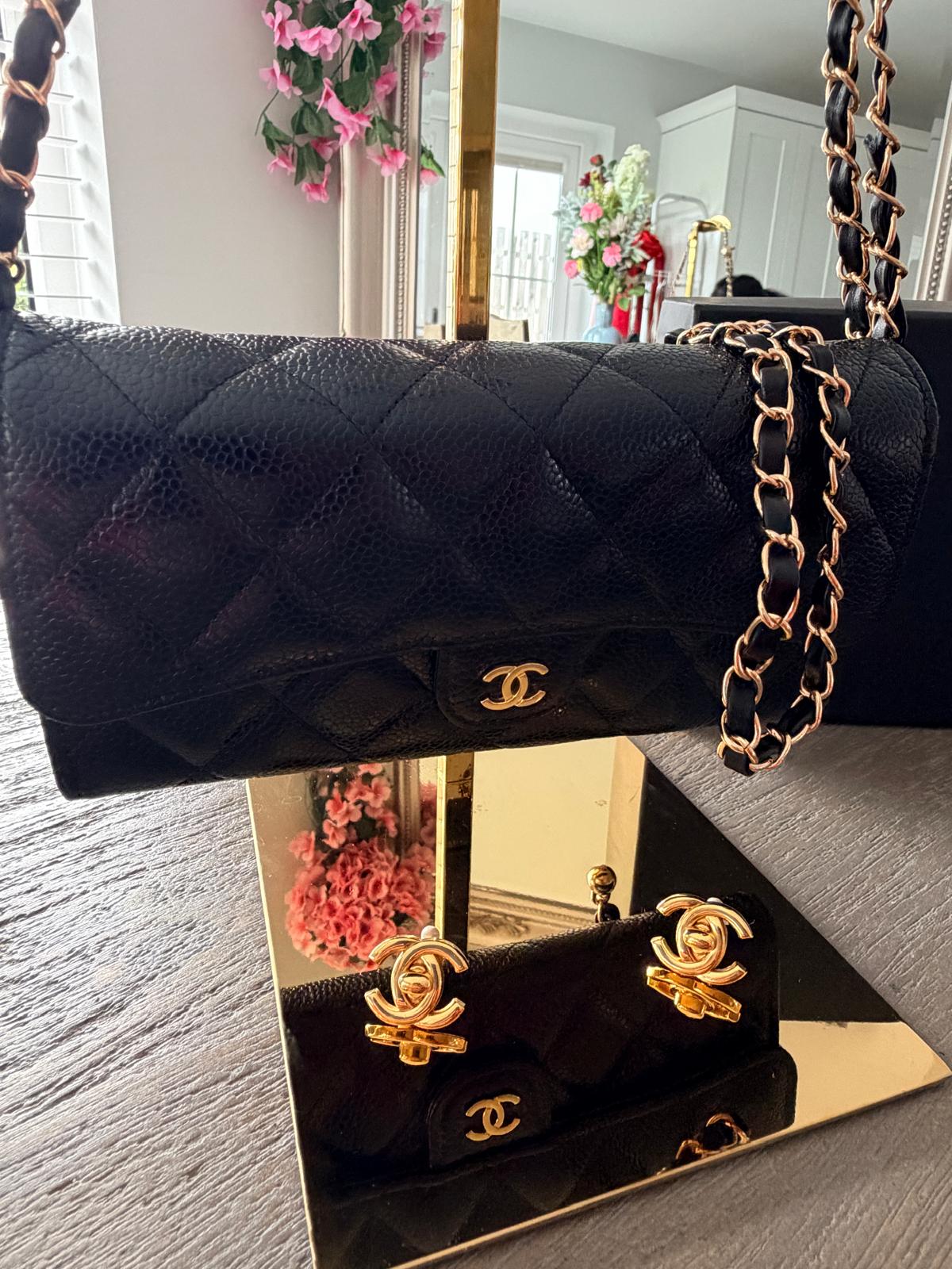 Chanel Matelasse Wallet Black Caviar Leather Gold Hardware Series 29