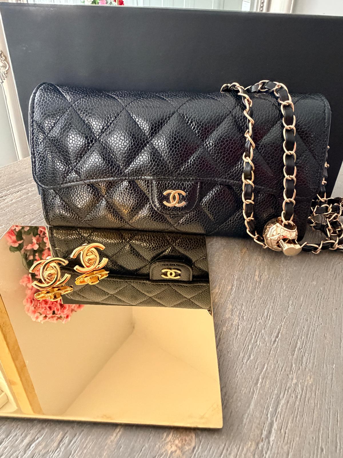 Chanel Matelasse Wallet Black Caviar Leather Gold Hardware Series 29