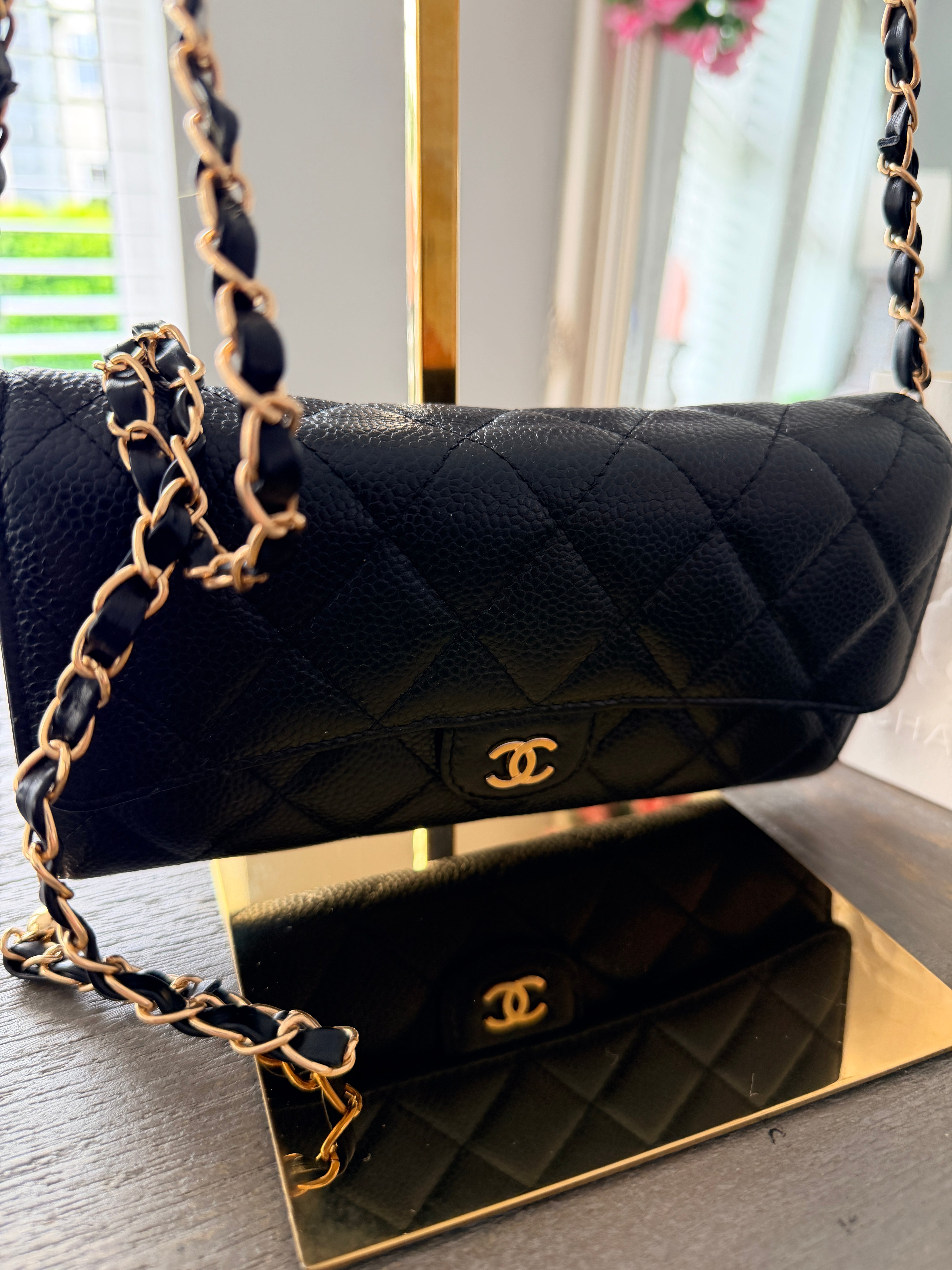 Chanel Long Wallet Black Caviar Leather & Gold Hardware