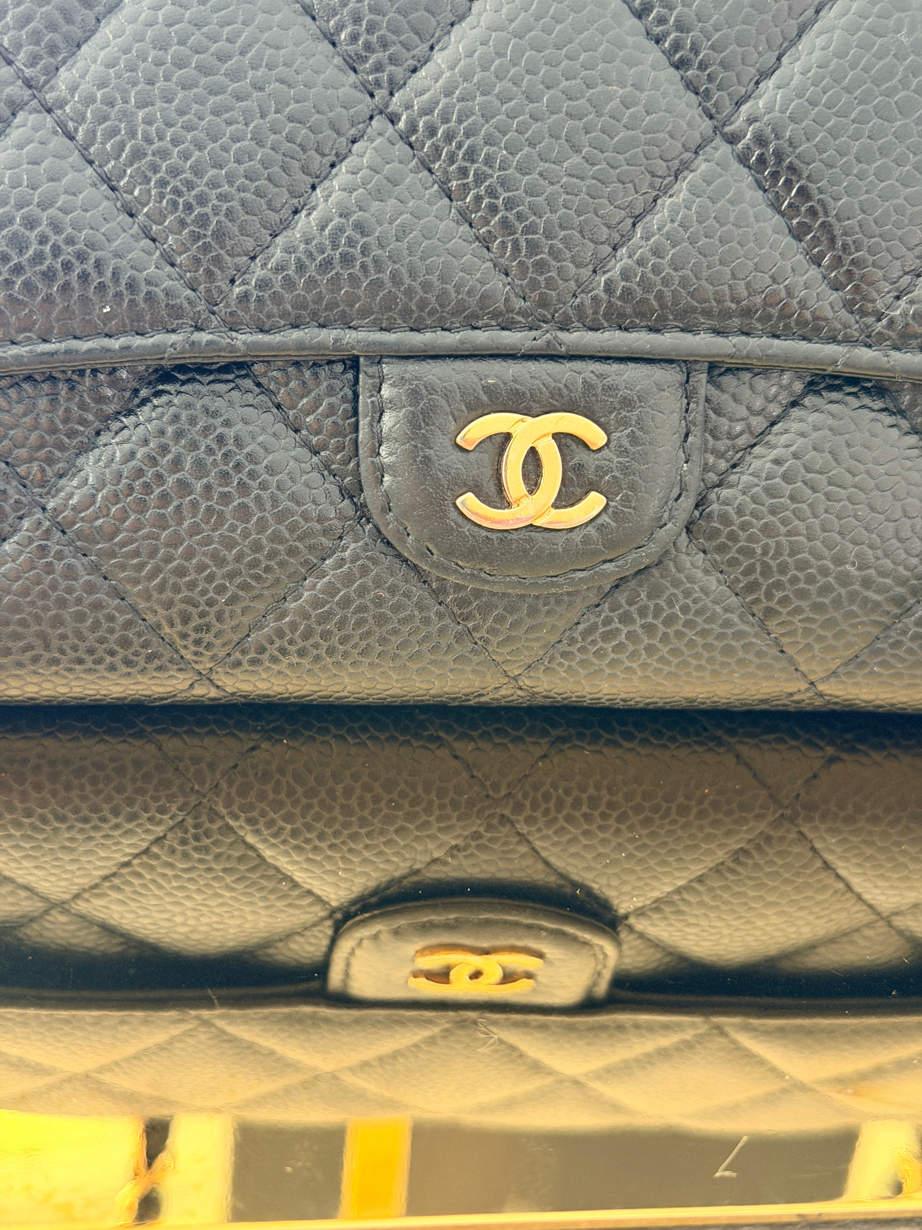 Chanel Long Wallet Black Caviar Leather & Gold Hardware