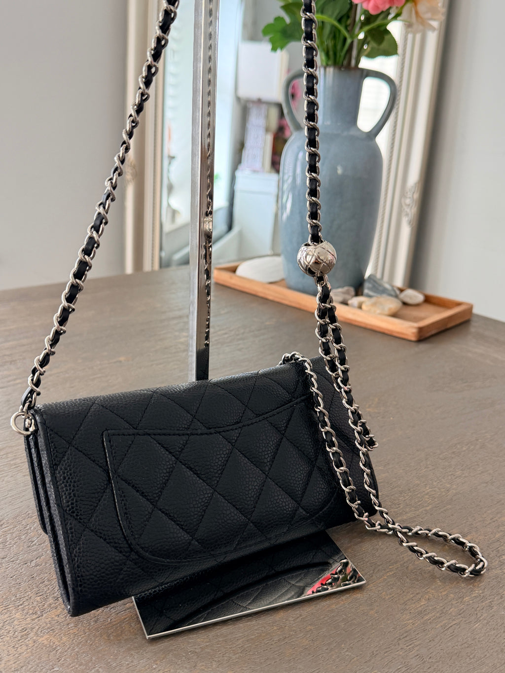 Chanel Long Wallet 2022-2024 Black Caviar Leather Silver Hardware