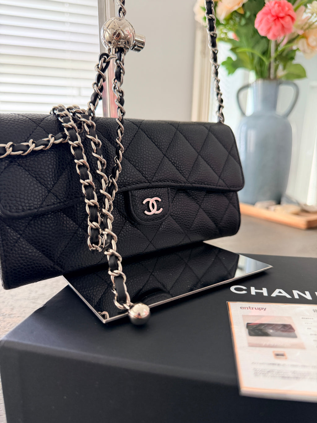 Chanel Long Wallet 2022-2024 Black Caviar Leather Silver Hardware