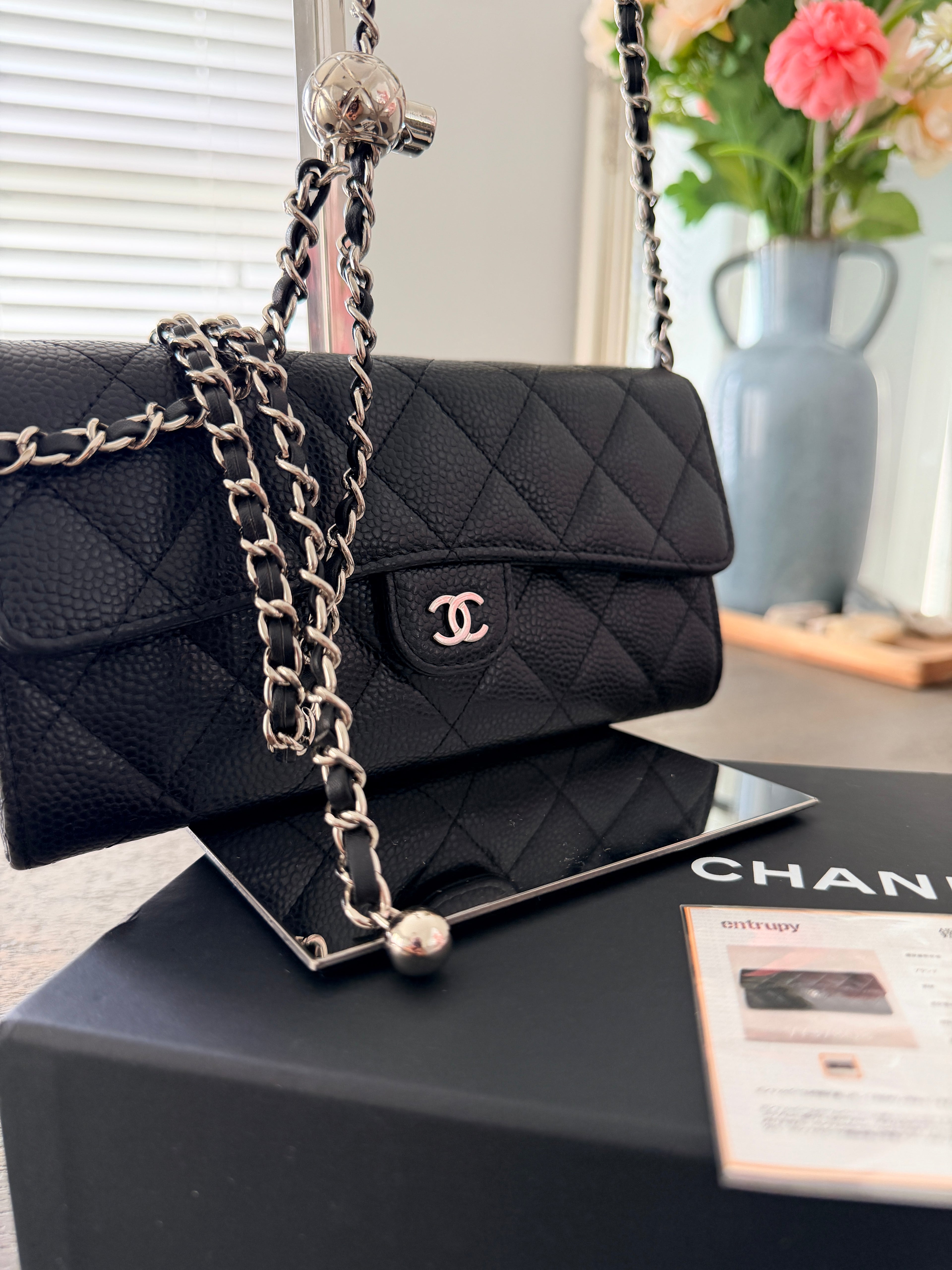 Chanel Long Wallet 2022-2024 Black Caviar Leather Silver Hardware
