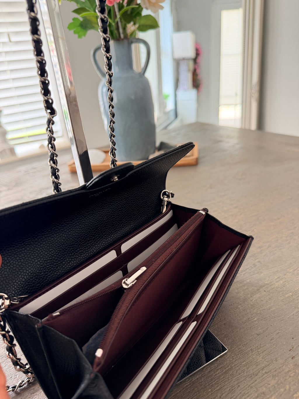 Chanel Long Wallet 2022-2024 Black Caviar Leather Silver Hardware