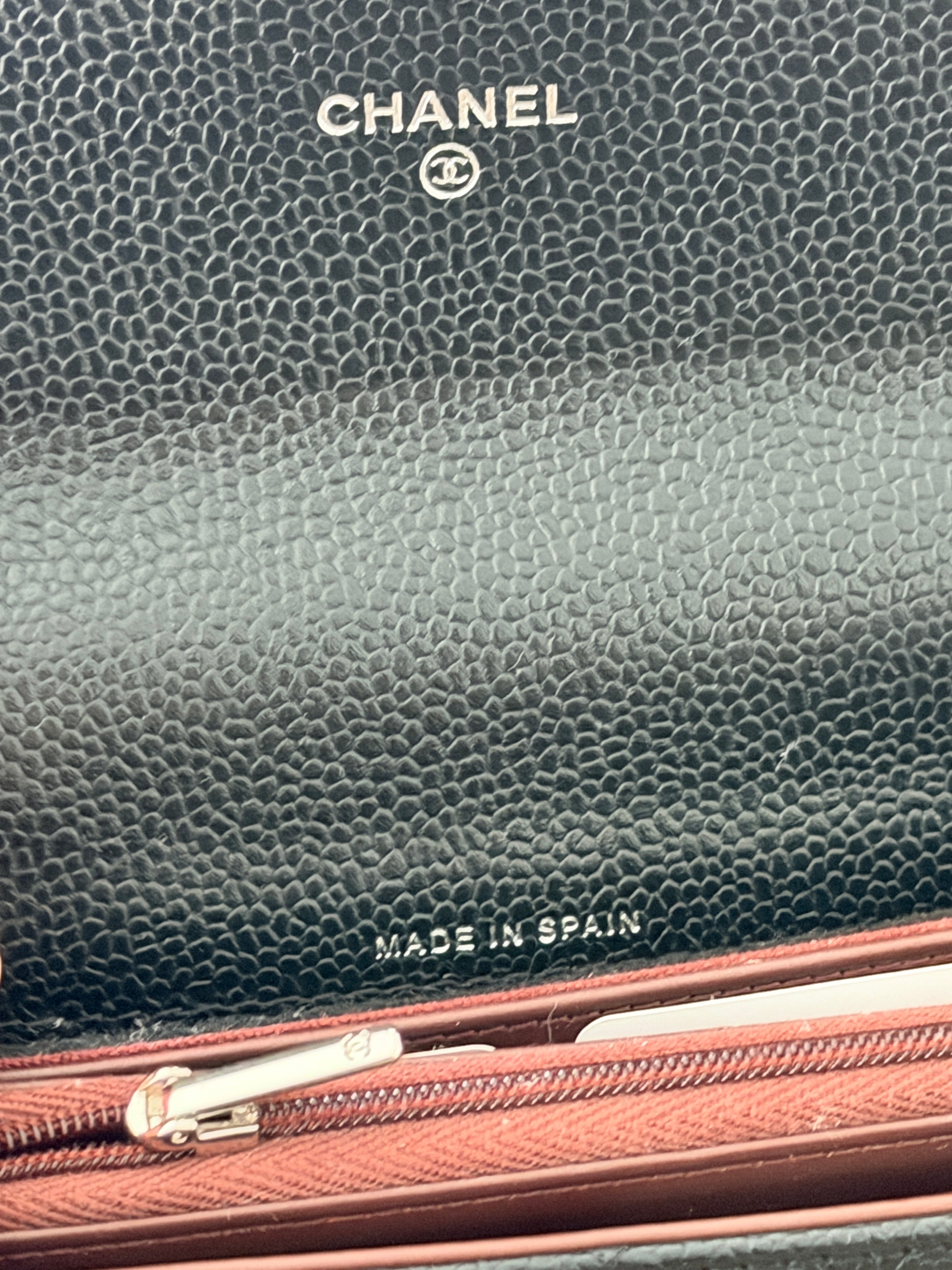 Chanel Long Wallet 2022-2024 Black Caviar Leather Silver Hardware