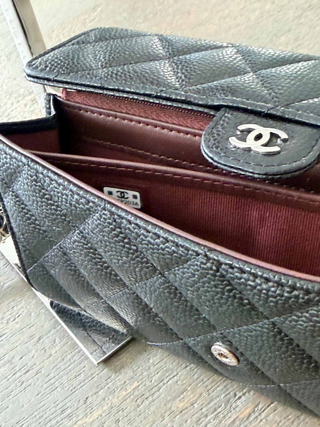 Chanel Long Wallet 2022-2024 Black Caviar Leather Silver Hardware