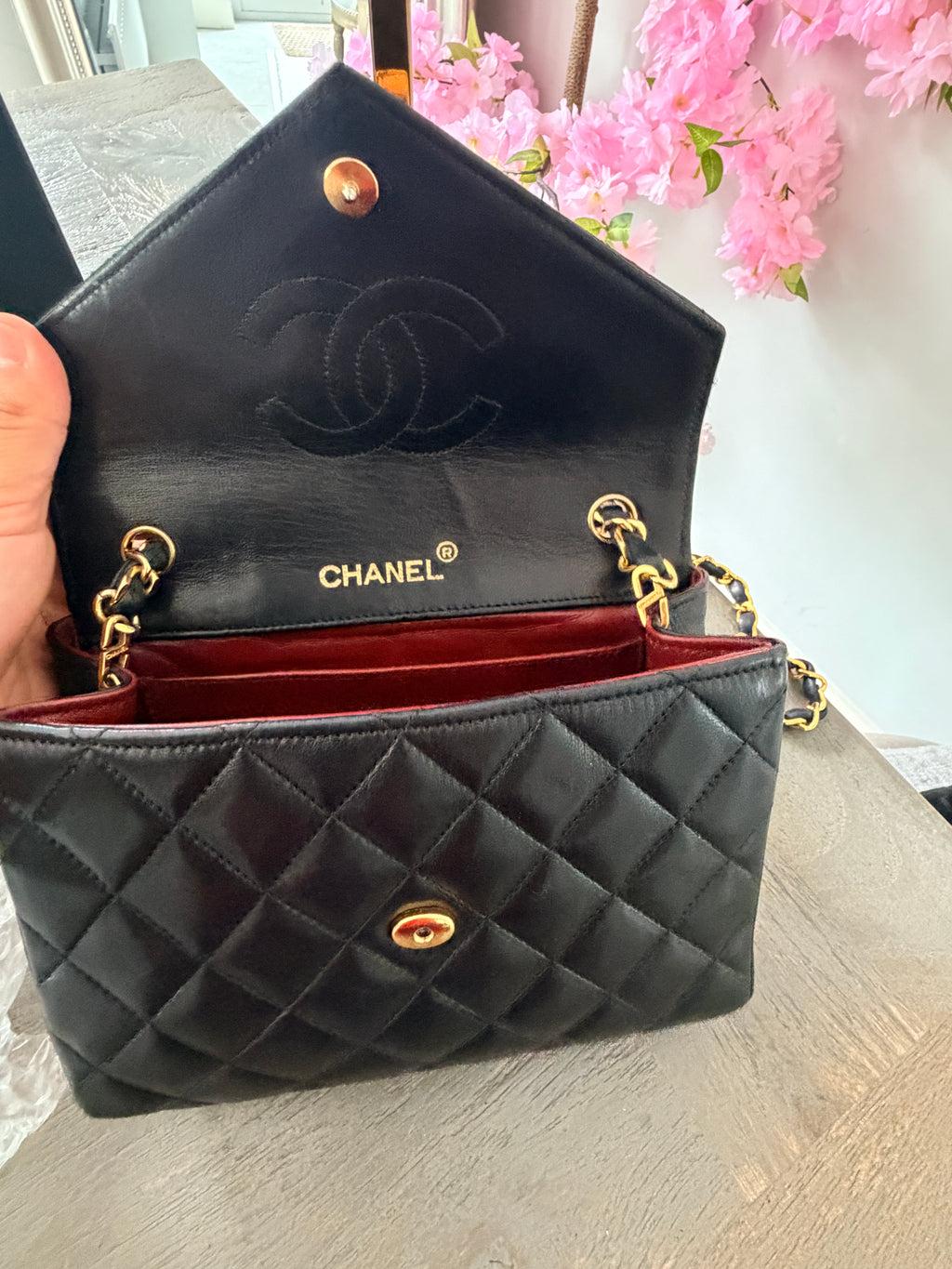 Chanel Vintage Matelasse Mini Shoulder Bag Single Flap Black Lambskin Leather 1986 - 1989