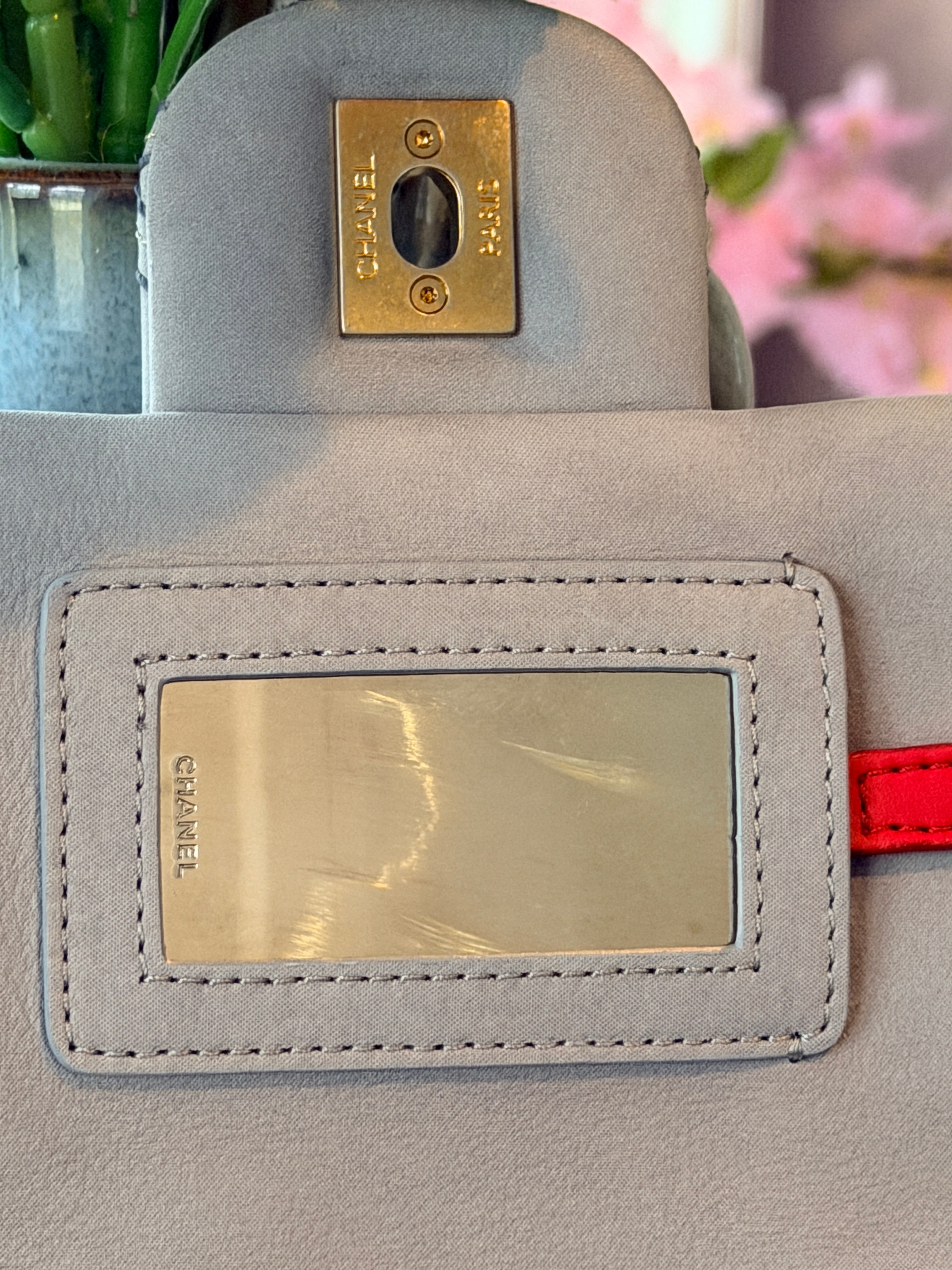Chanel Timeless Classic Paris Dallas Chic Stitch Grey Nubuck Calfskin Leather Gold Hardware