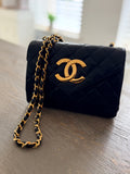Chanel Vintage Matelasse Mini Shoulder Bag Single Flap Black Lambskin Leather 1986 - 1989