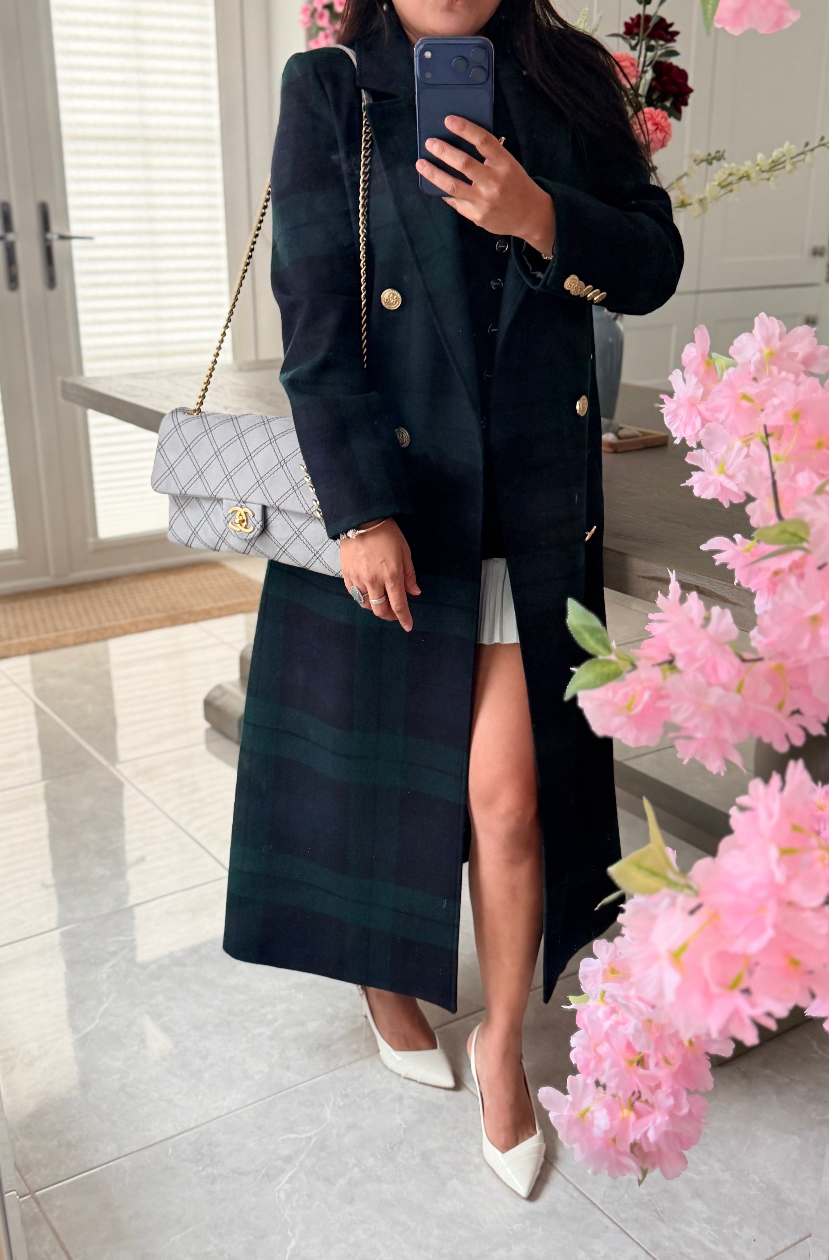 Chanel Timeless Classic Paris Dallas Chic Stitch Grey Nubuck Calfskin Leather Gold Hardware