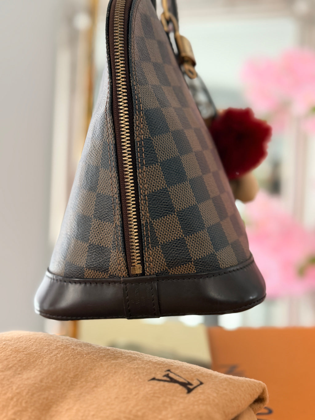 Louis Vuitton Alma Ebene PM Made in France Gold Hardware