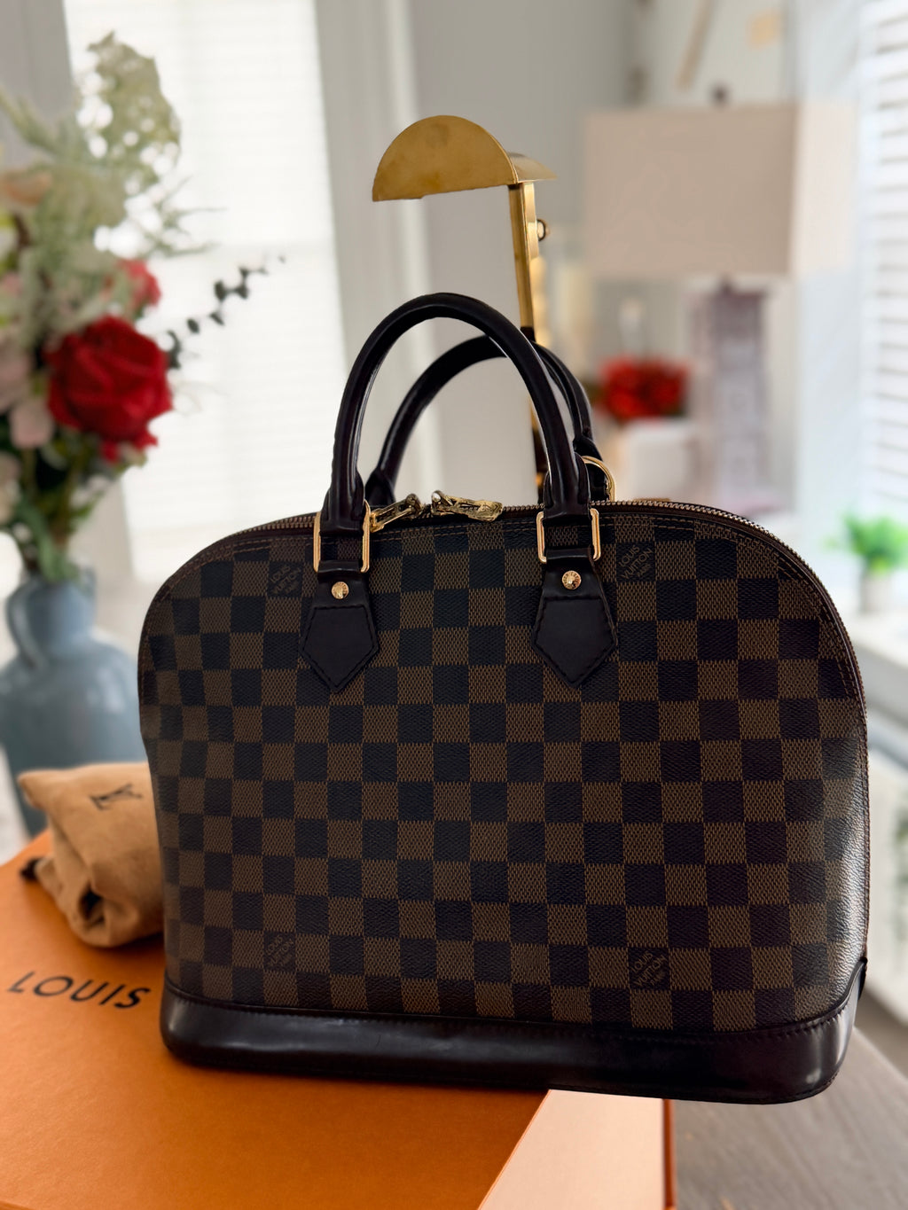 Louis Vuitton Alma Ebene PM Made in France Gold Hardware
