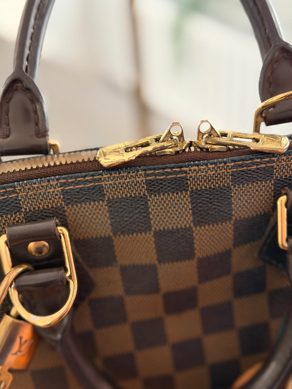 Louis Vuitton Alma Ebene PM Made in France Gold Hardware