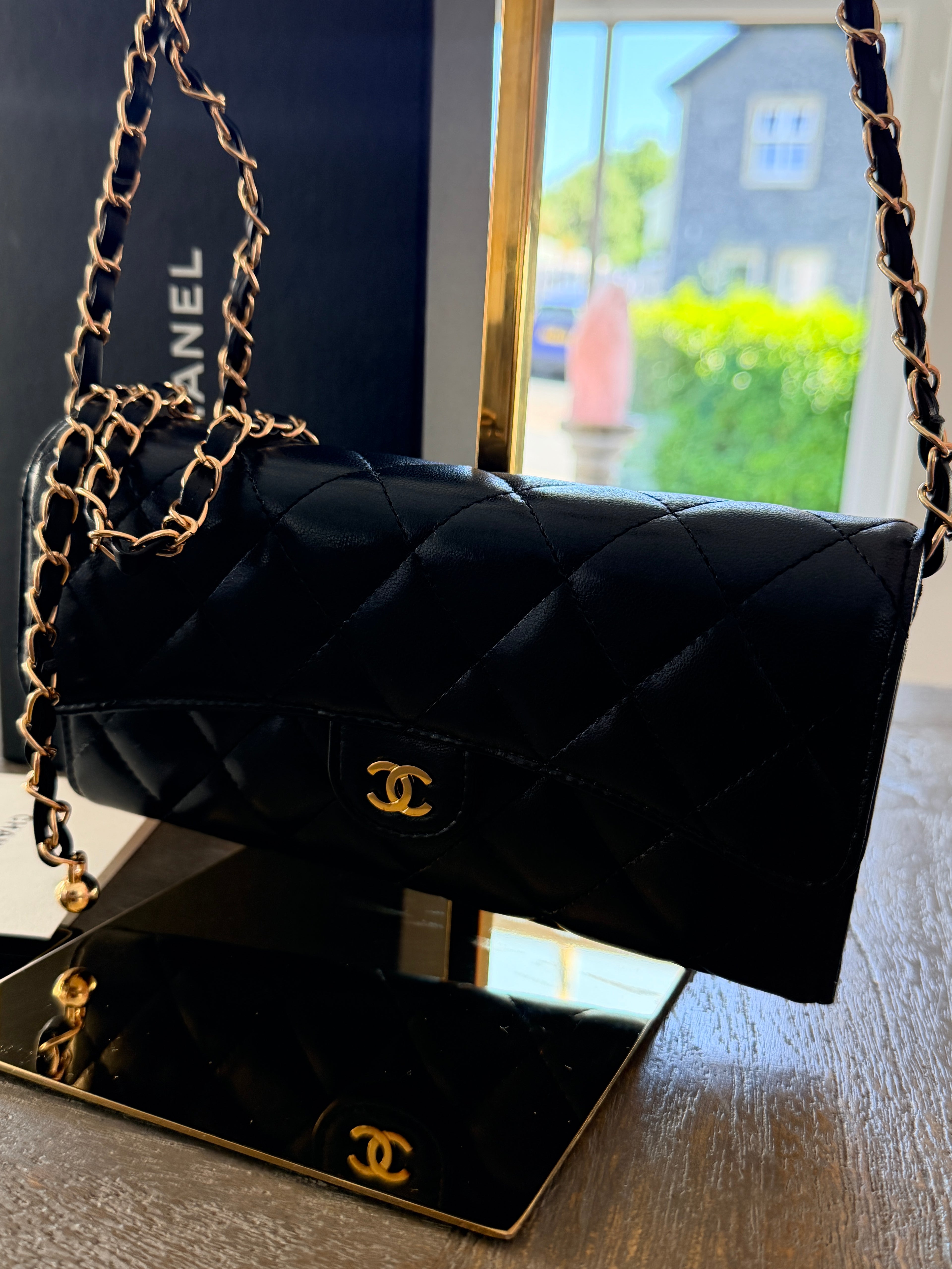 Chanel Matelasse Long Wallet Black Lambskin Leather Gold Hardware