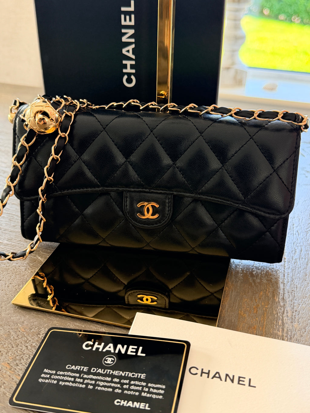 Chanel Matelasse Long Wallet Black Lambskin Leather Gold Hardware