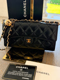 Chanel Matelasse Long Wallet Black Lambskin Leather Gold Hardware