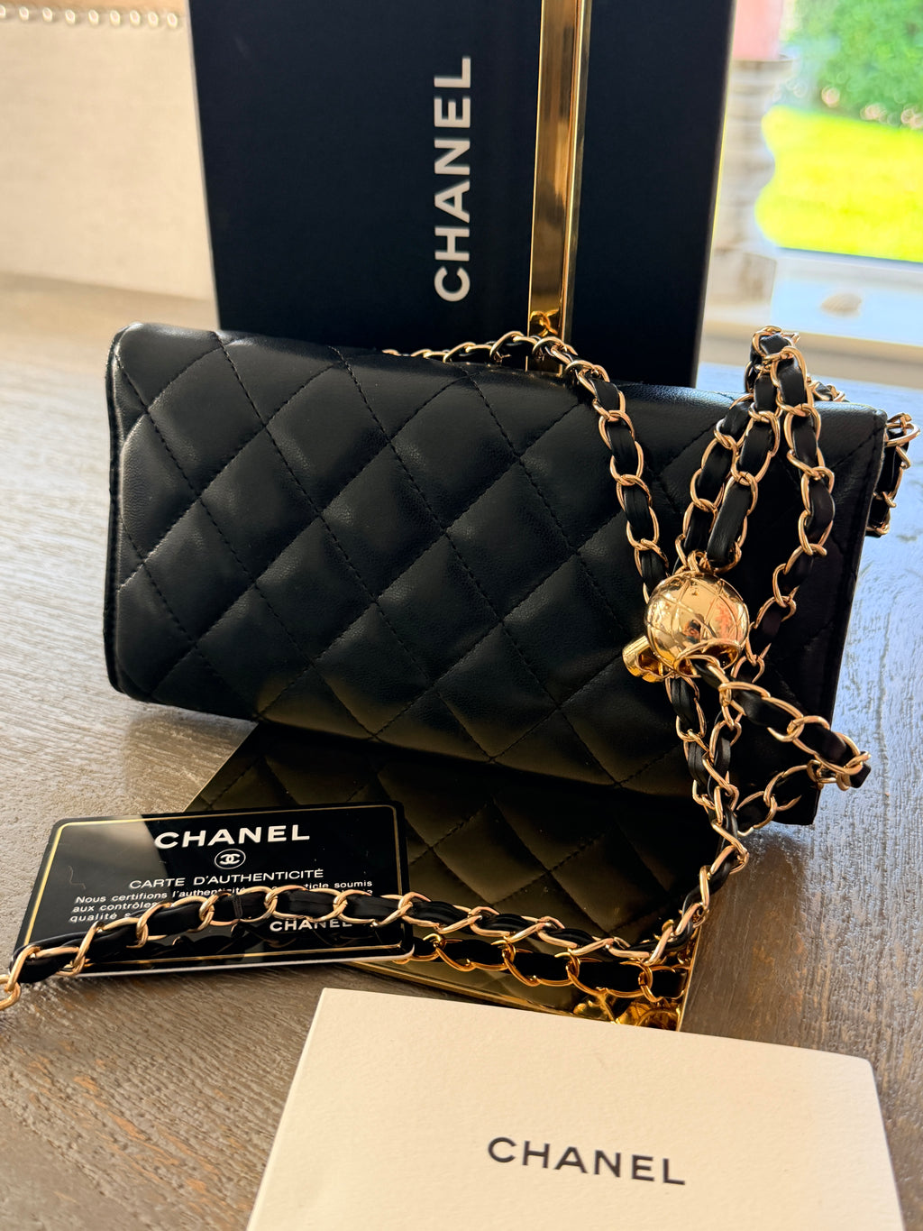 Chanel Matelasse Long Wallet Black Lambskin Leather Gold Hardware