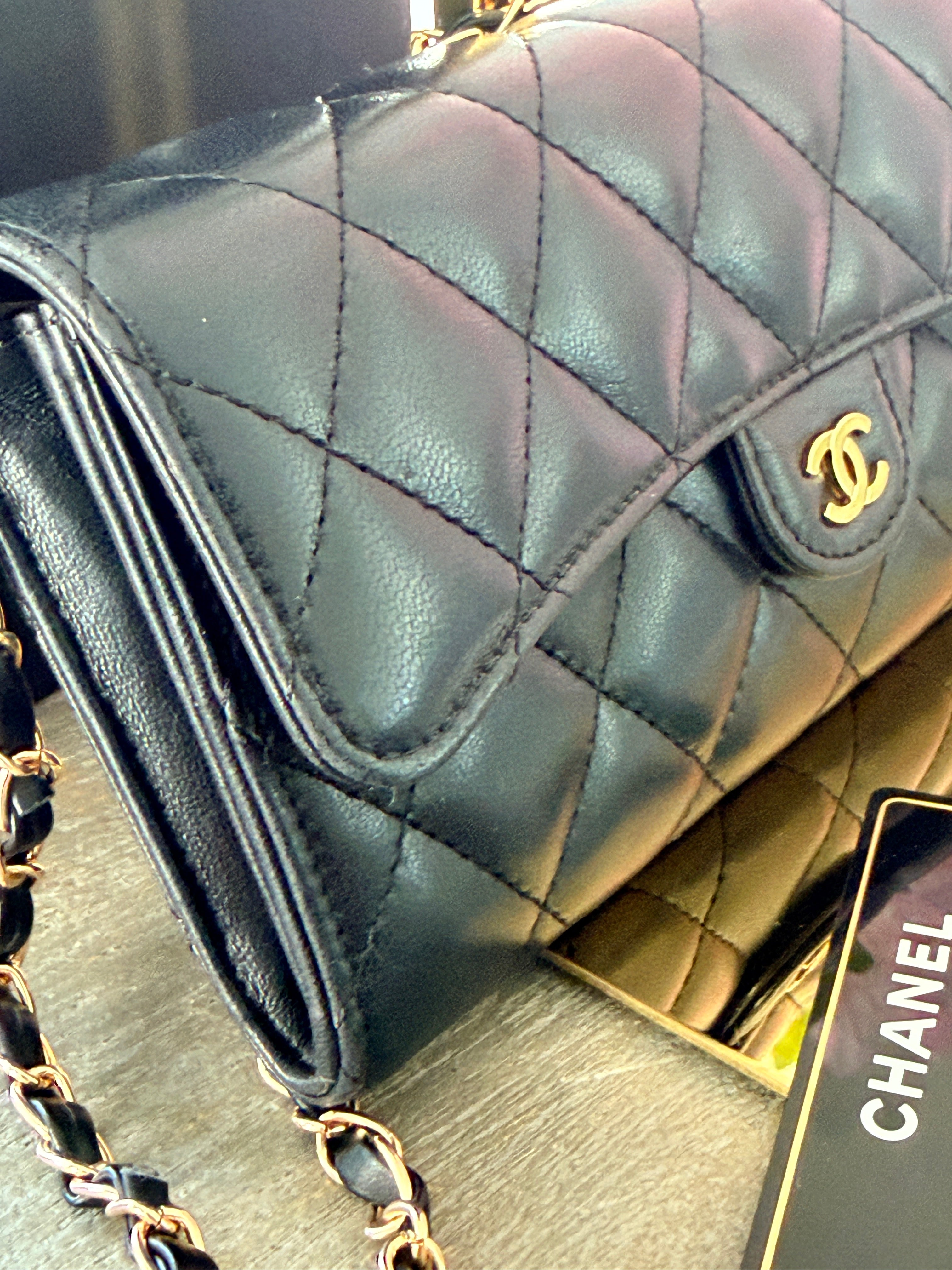 Chanel Matelasse Long Wallet Black Lambskin Leather Gold Hardware