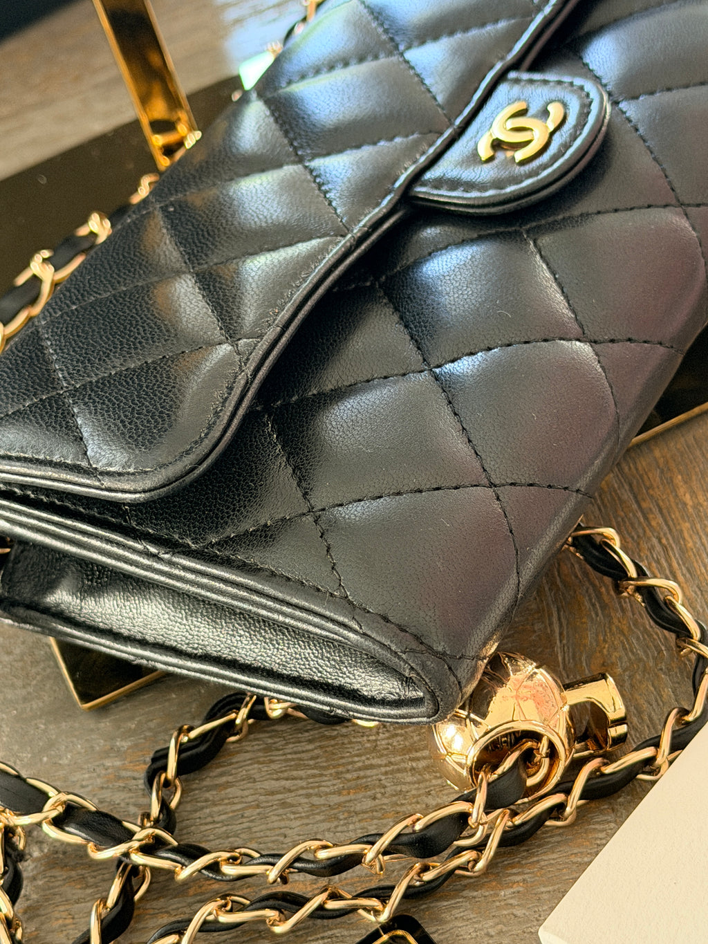 Chanel Matelasse Long Wallet Black Lambskin Leather Gold Hardware