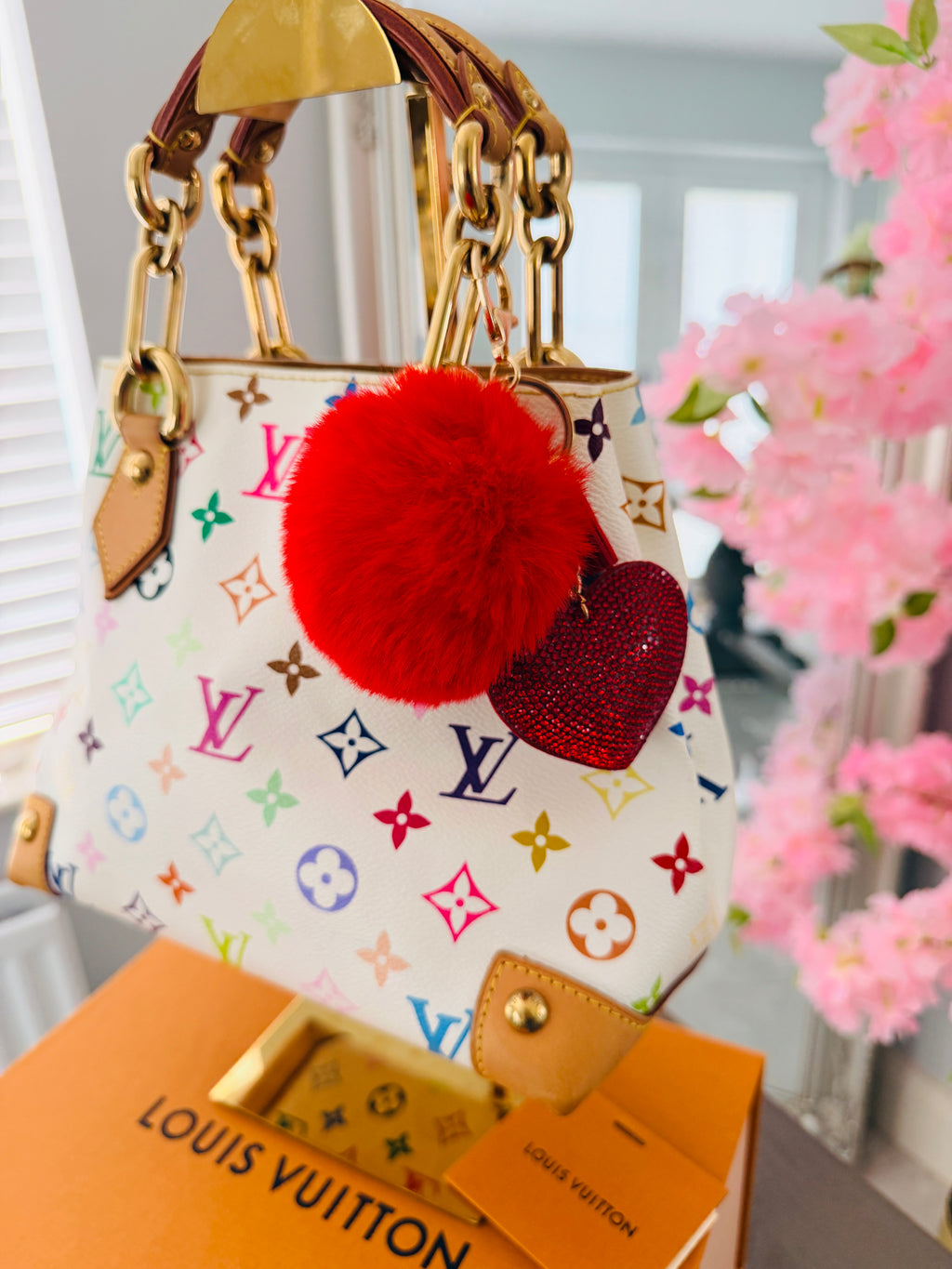 Louis Vuitton Takashi Murakami Audra PM Monogram White Leather Gold Hardware