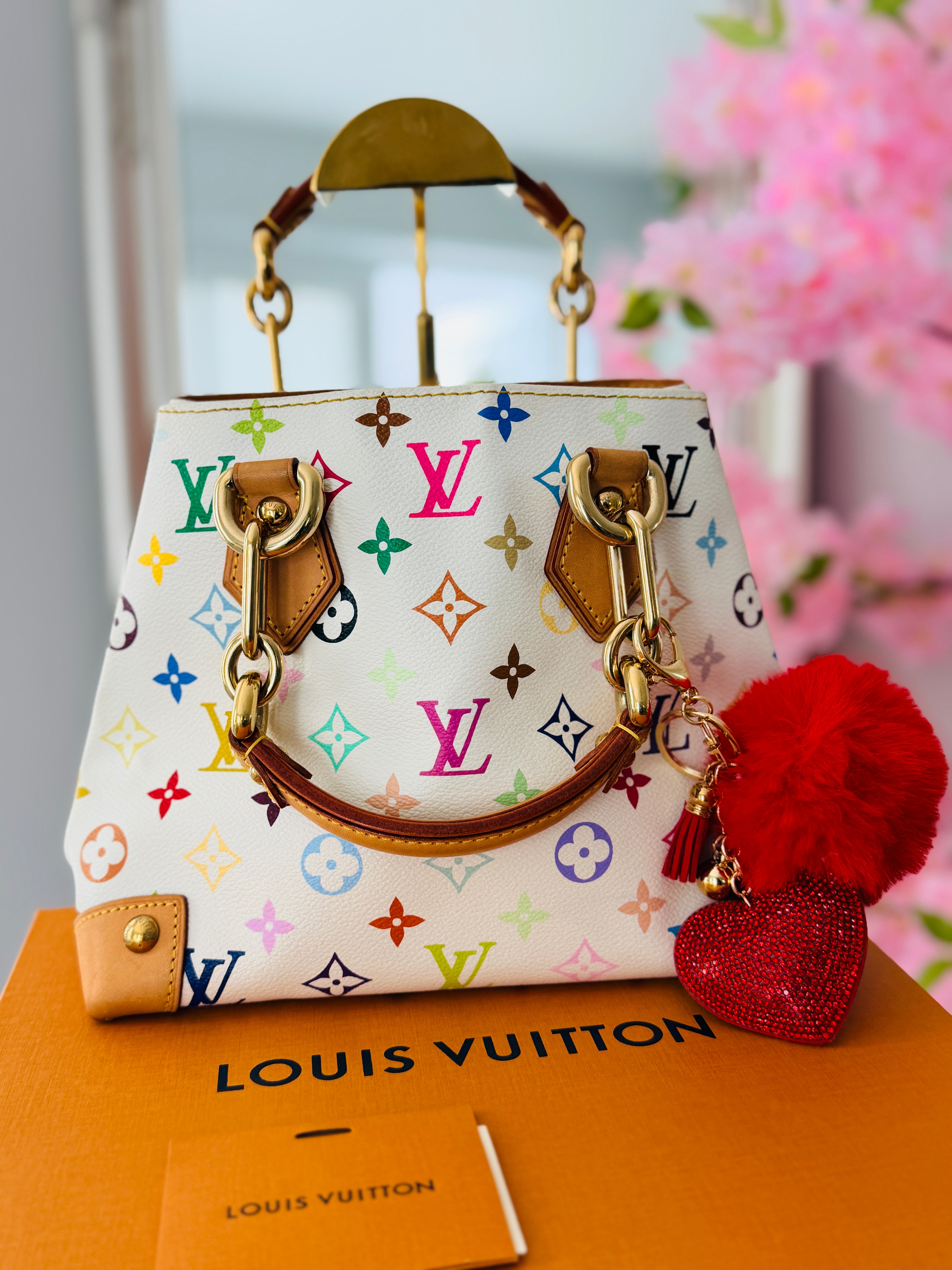 Louis Vuitton Takashi Murakami Audra PM Monogram White Leather Gold Hardware