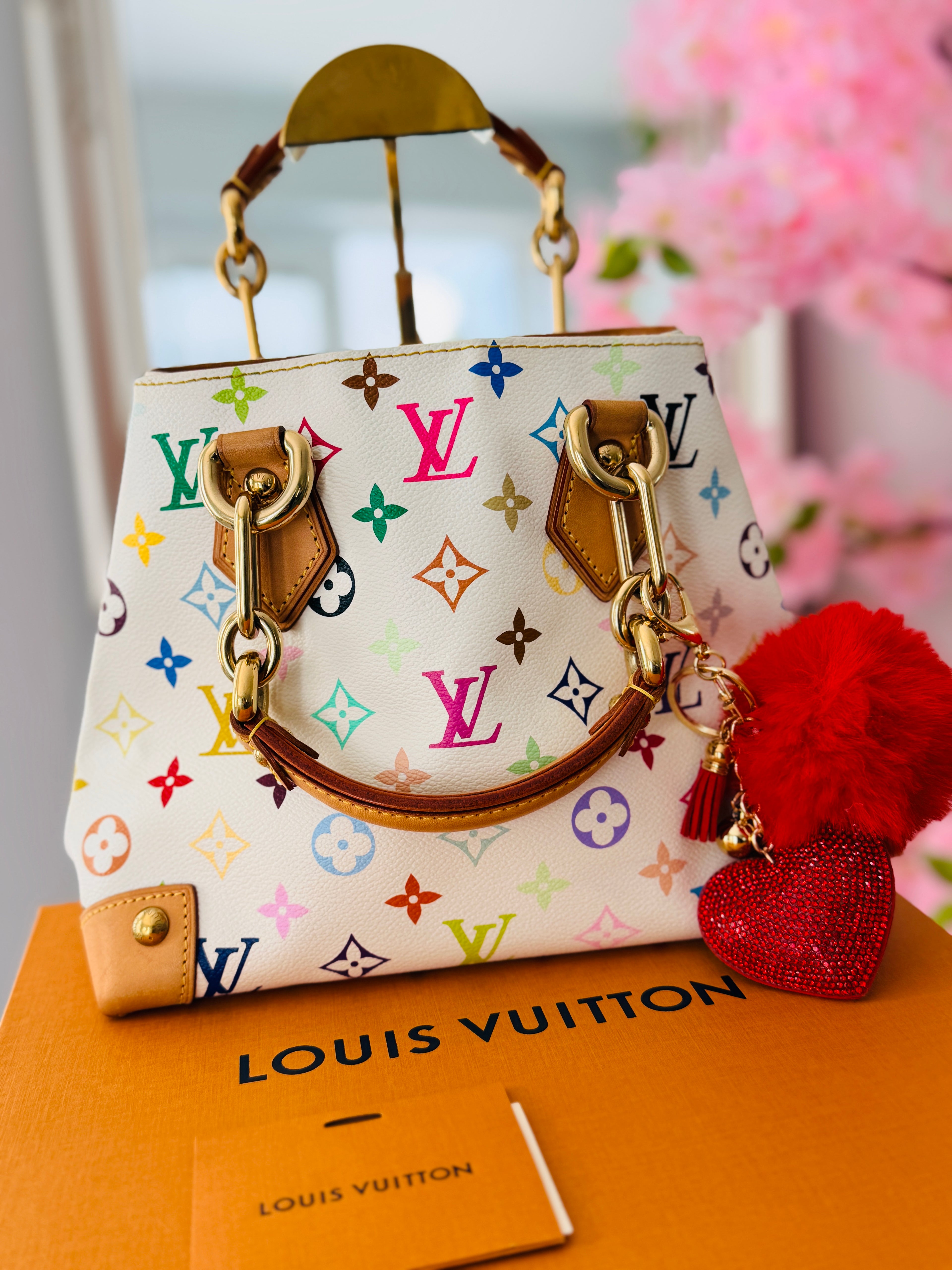 Louis Vuitton Takashi Murakami Audra PM Monogram White Leather Gold Hardware